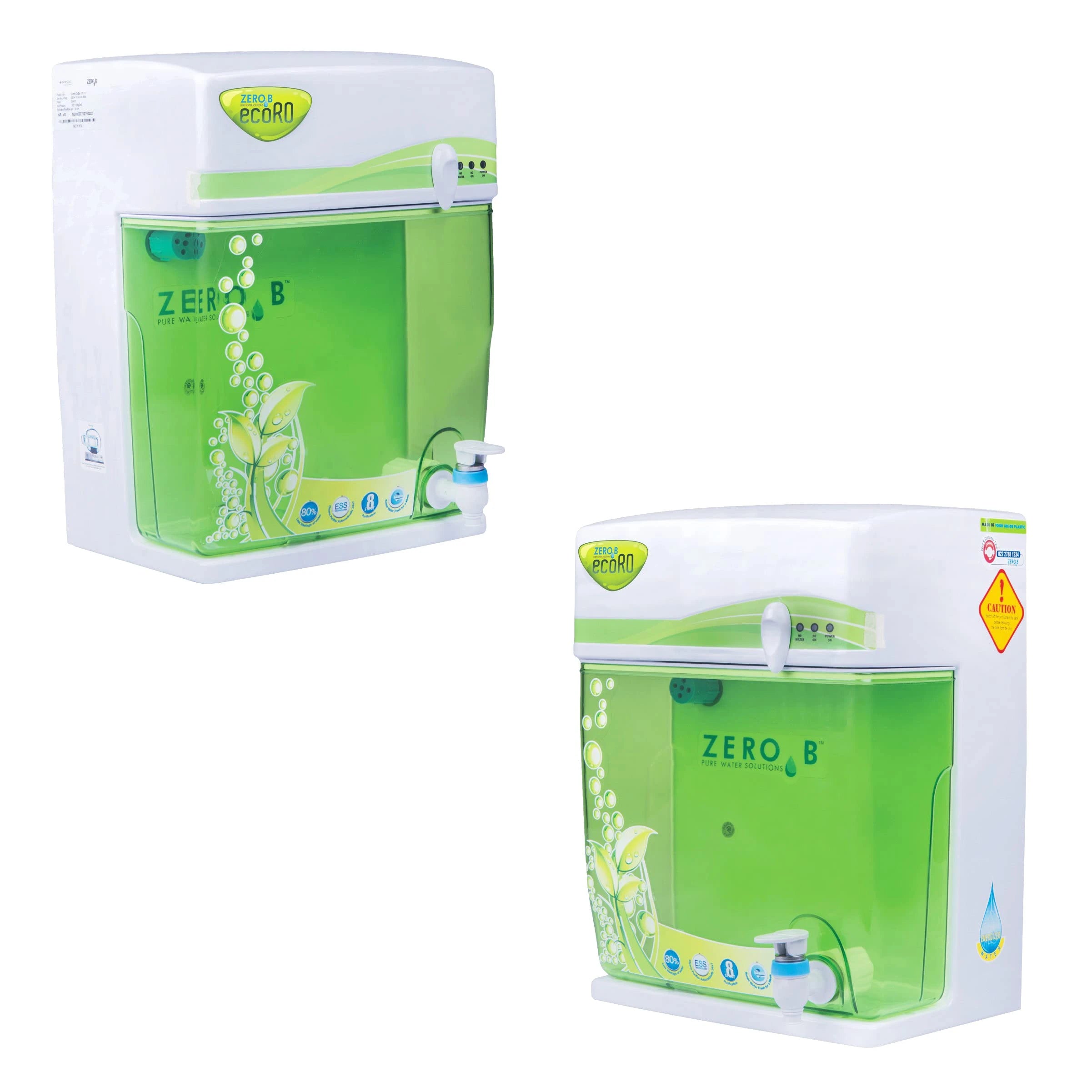 Zero B Eco RO+ High Recovery RO Water Purifier+ 70% Water Saving+ 8 Stage Purification+ Patented HRR Tech+ USEPA Drinking Water Standards