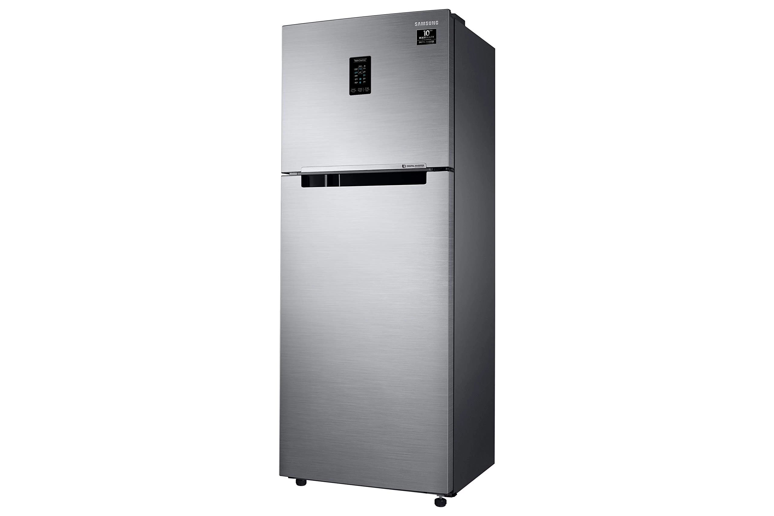 Samsung 345 L 3 Star Frost Free Inverter Double Door Refrigerator Appliance (RT37T4533S9/HL, Silver, Refined Inox)