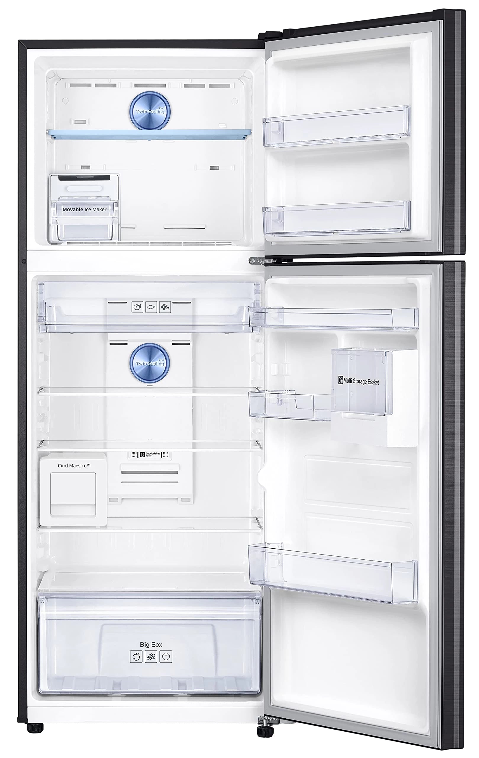 Samsung 376L 2 Star Inverter Frost-Free Convertible 5 In 1 Curd Maestro Double Door Refrigerator Appliance (RT42C5C52BS/HL,Black Inox)