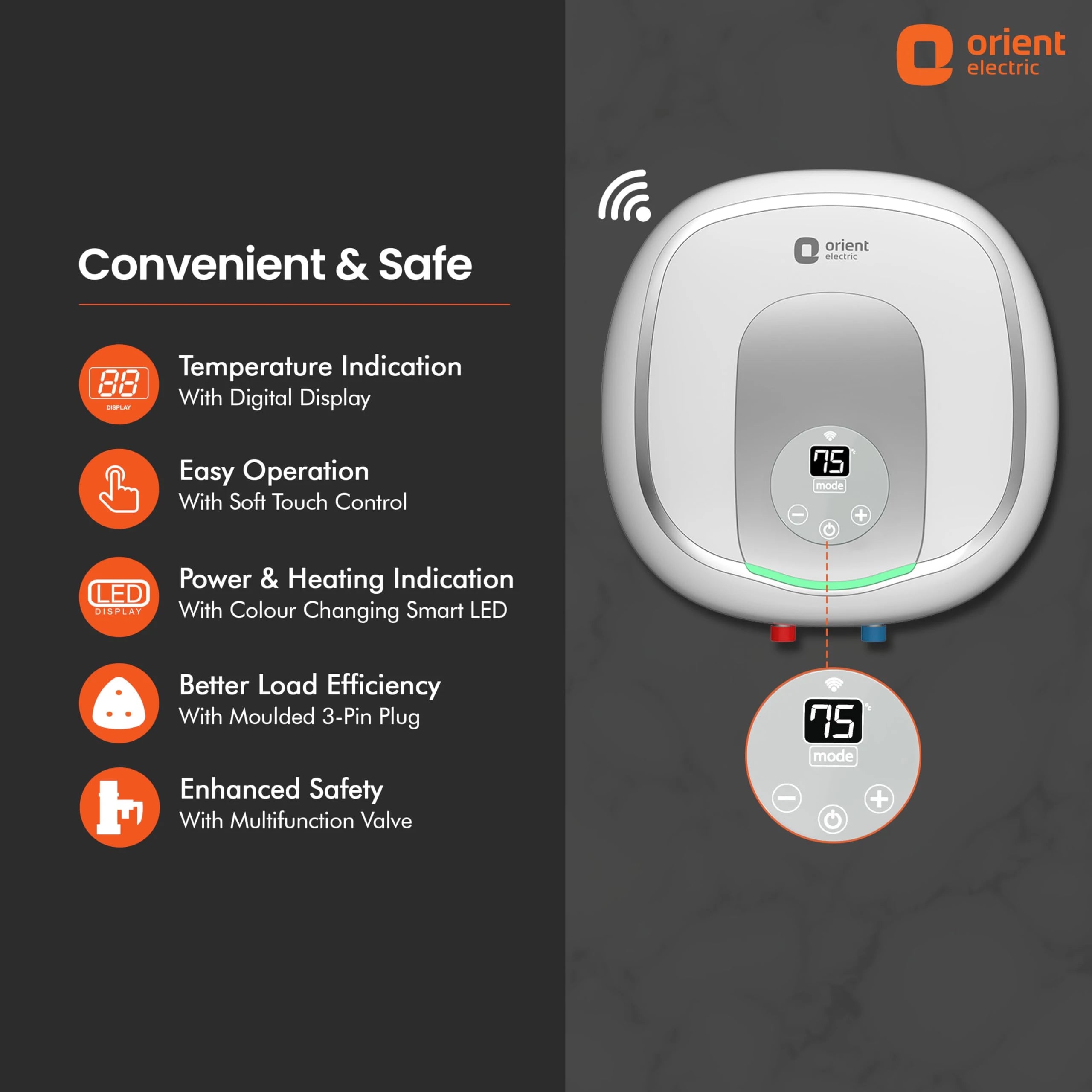 Orient Aquator+ 25L Iot Water Heater|Smart Energy Saving|5 Star Rating|8 Bar Pressure|High-Rise Compatible