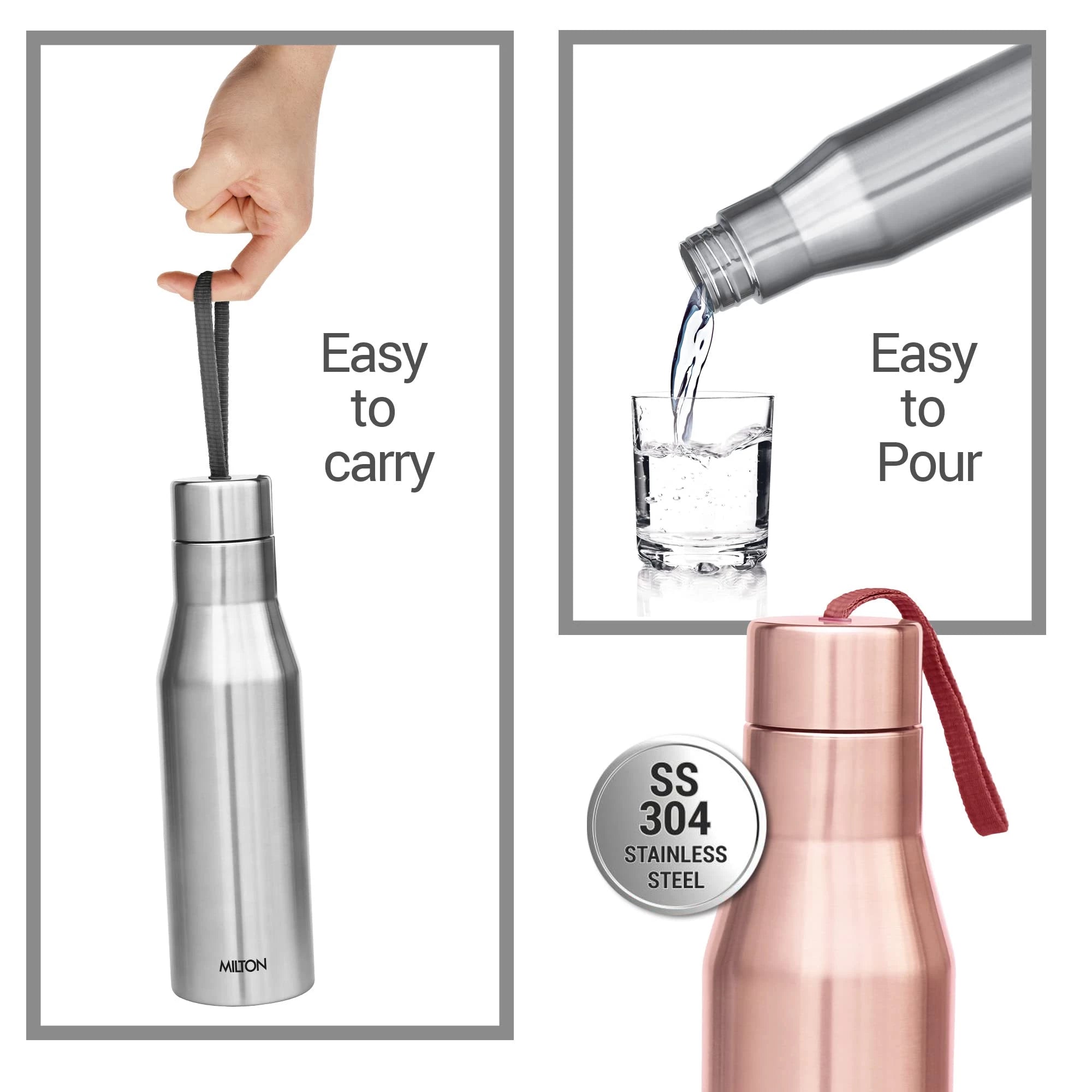 MILTON Super 750 Single Wall Stainless Steel Bottle, 650 ml, Copper | Leak Proof | Office, Gym, Home, Kitchen, Hiking, Treking, Travel | Pack of 1