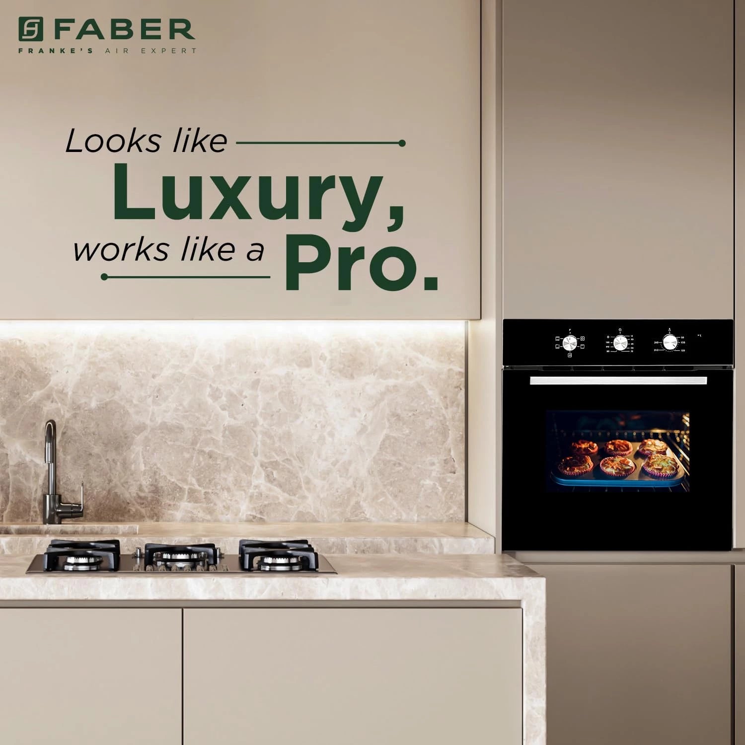 Faber 80L Built-In Full Black Glass Oven||Mechanical Timer||5 Cooking Functions with Grill Rack,Grill Tray||2-Layer Glass Door, 50–250°C Temp Range||FBIO 80L 5F BK||2Yr Comprehensive Warranty
