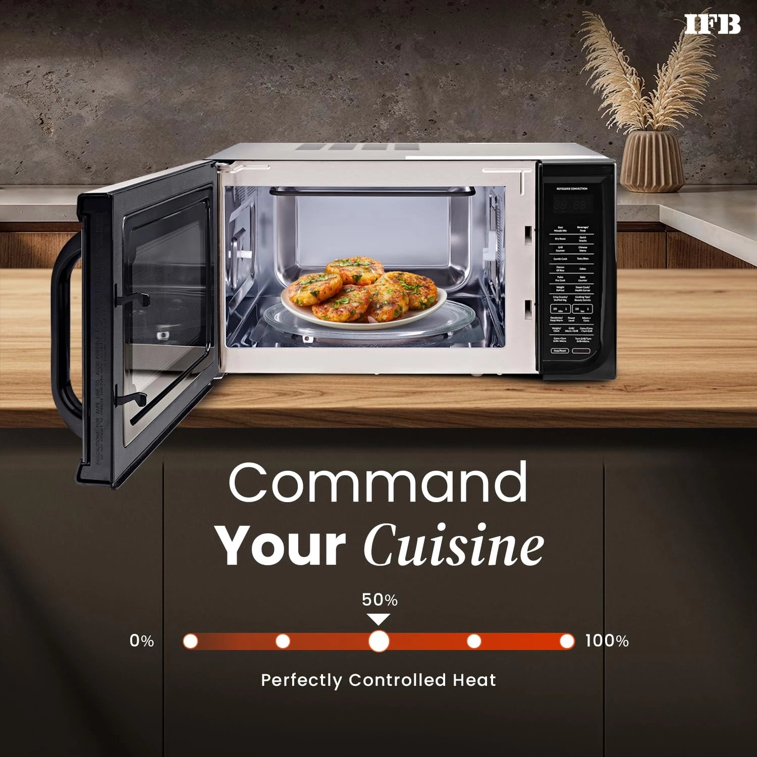 IFB 36BRC2 Rotisserie Convection Microwave Oven, 36L, 1000W, 125 Auto Cook Menus, Black