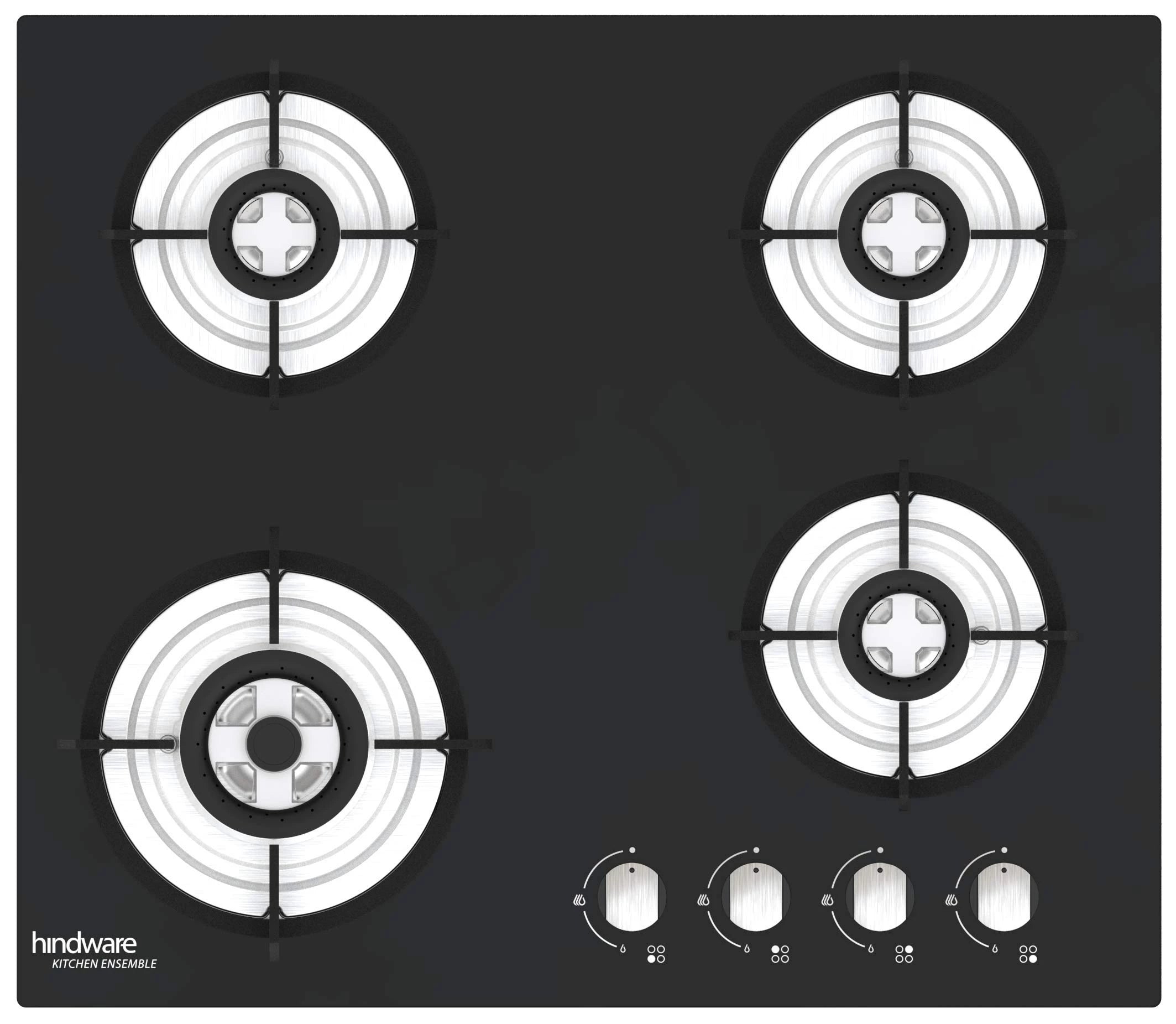 Hindware Tempered Glass KA Hob Sara 4B (Black, 60 Cm)