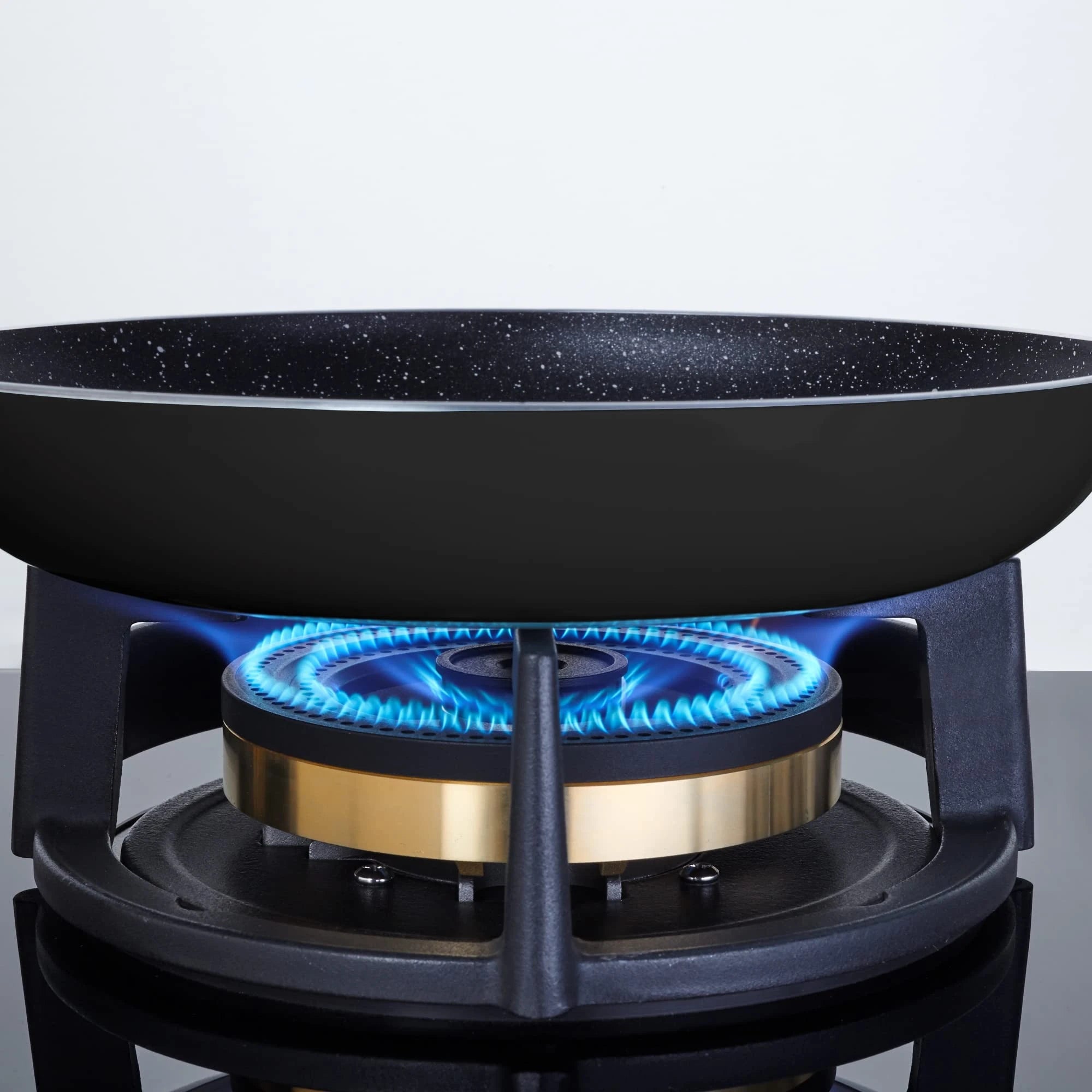 Elica IND FLEXI FB 491 DX DFS 4-Burner Auto Ignition Glass Top Gas Stove with Direct Flame Full Brass Burners - 2 Small and 2 Medium