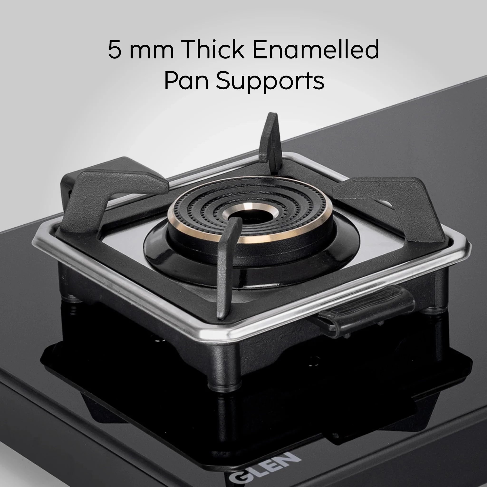 Glen Swift 2 Burner Gas Stove | Removable Multi-Ring Forged Brass Burners | 8mm Toughened Glass Top | Manual Ignition (CT1022GTBLSWIFT)