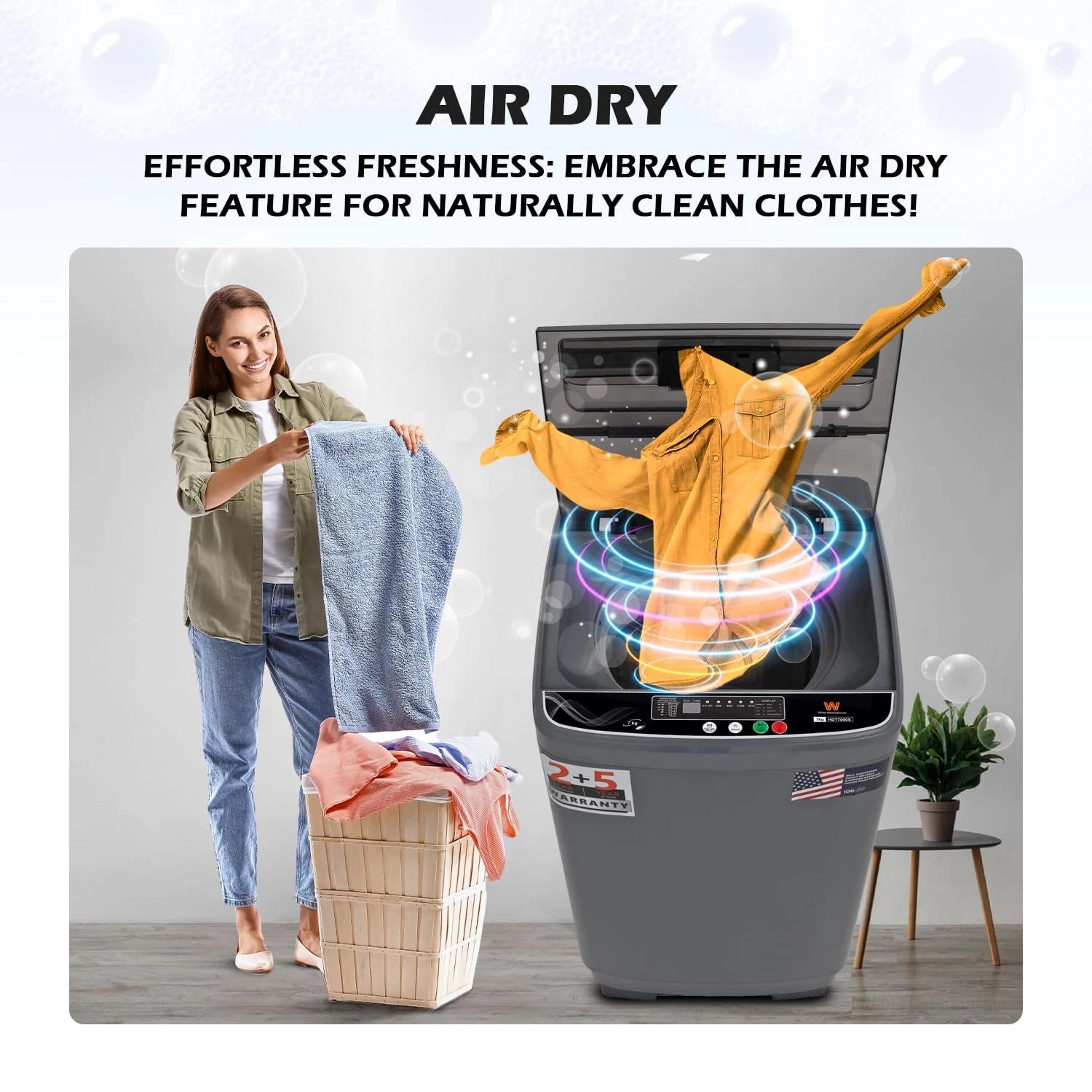 White Westinghouse 7kg Top Load Washing Machine HDT7000S/GREY/2023