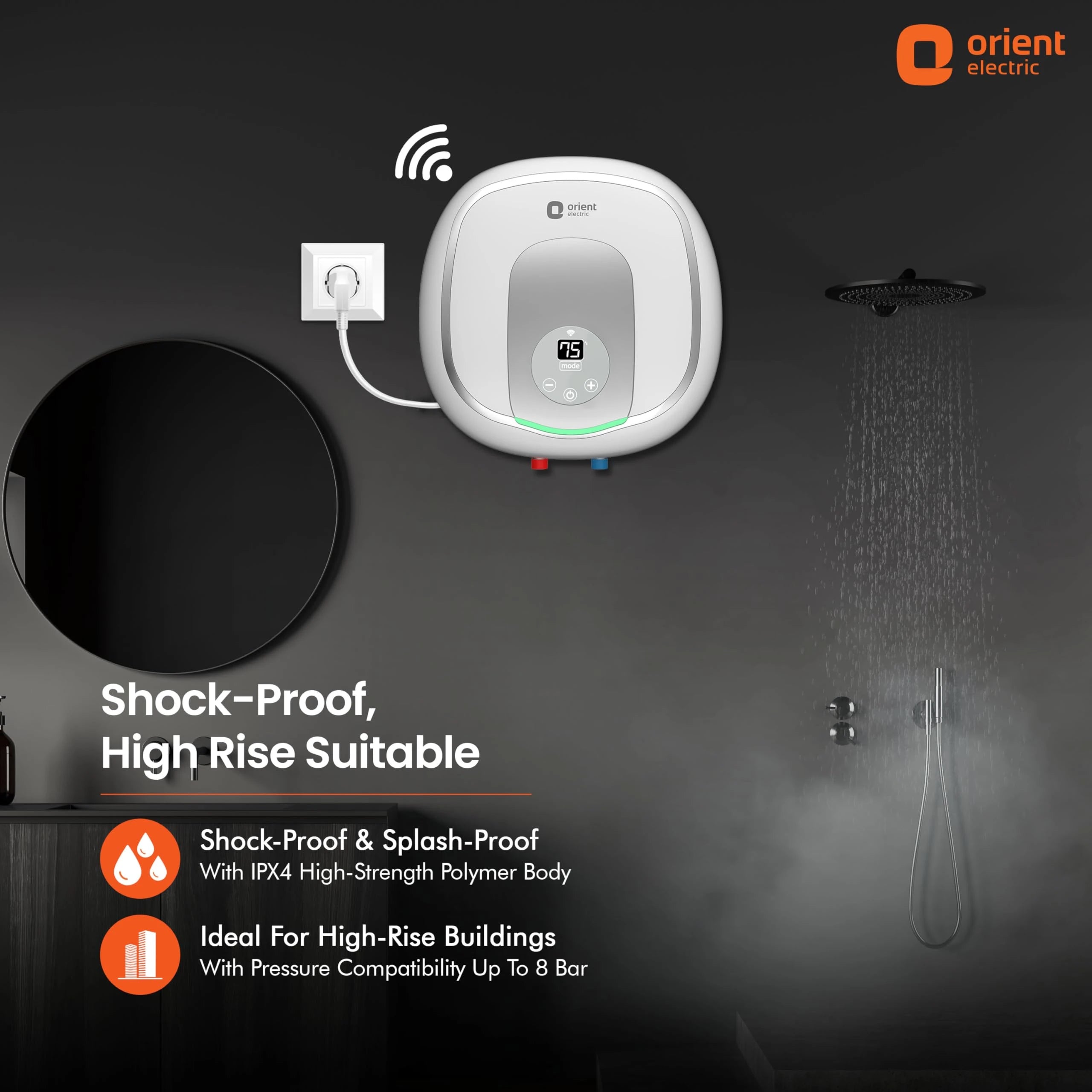Orient Aquator+ 25L Iot Water Heater|Smart Energy Saving|5 Star Rating|8 Bar Pressure|High-Rise Compatible