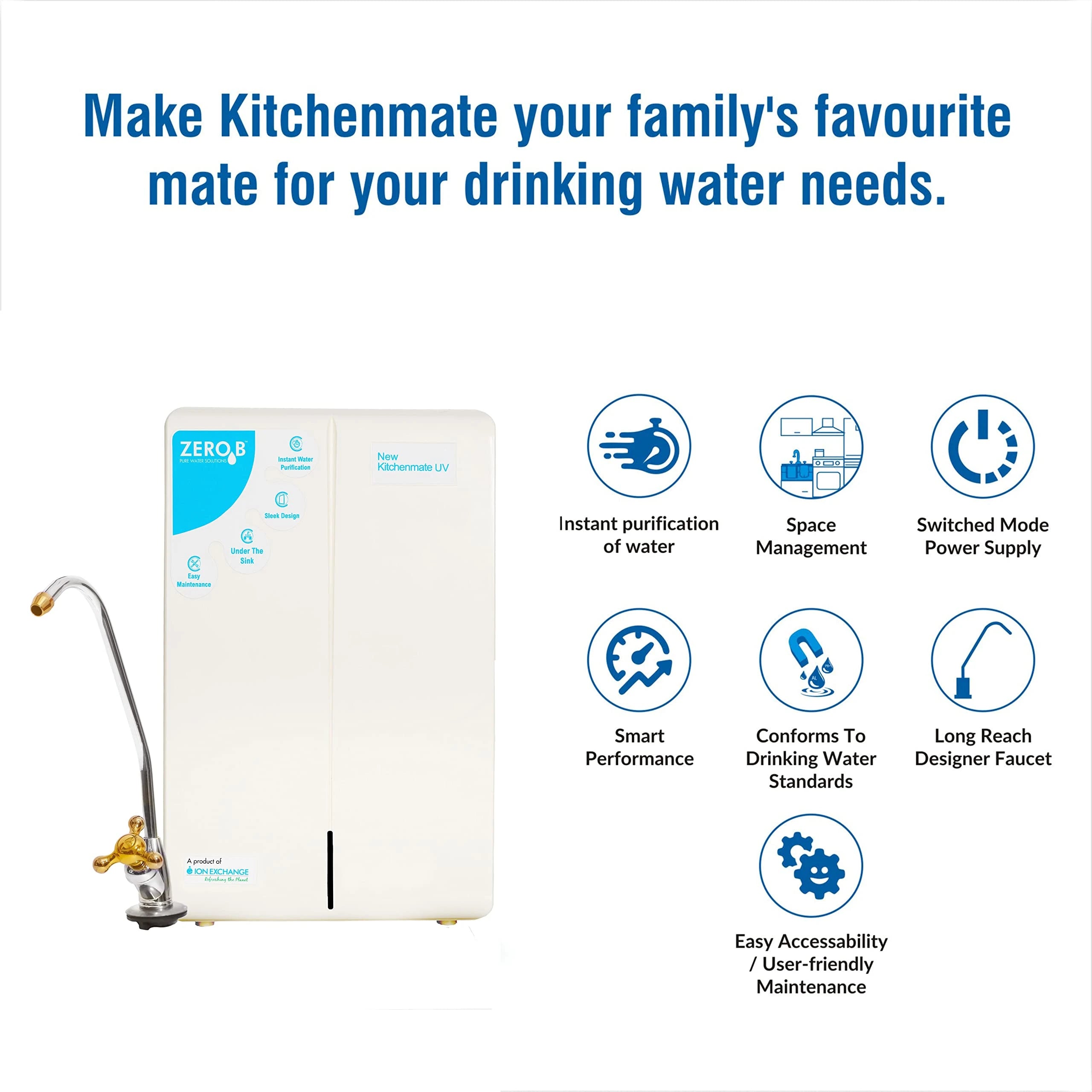 Zero B Kitchenmate UV UnderSink Water Purifier, Instant Purification