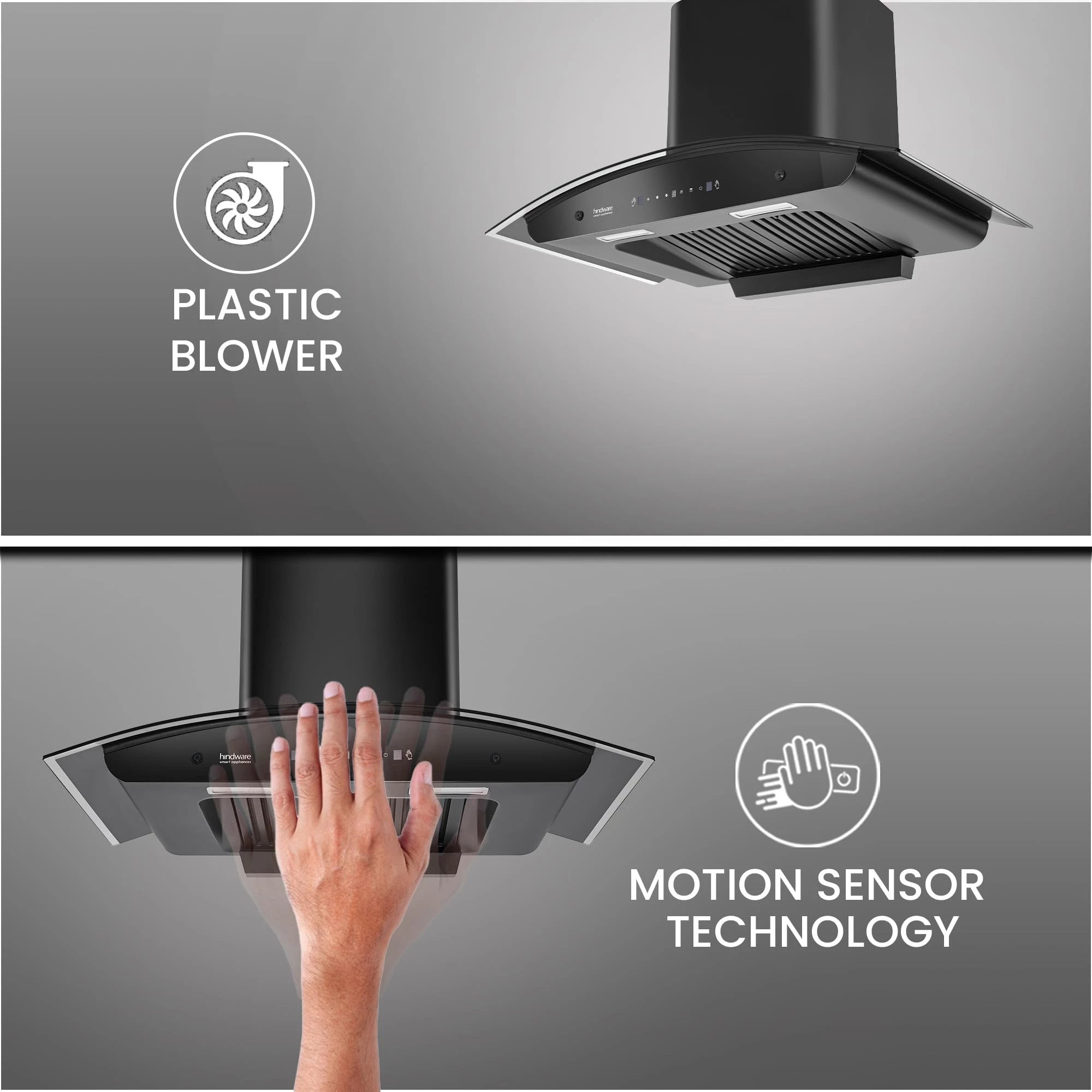 Hindware Smart Appliances Lyra 90 Auto Clean Kitchen Chimney with Max Suction 1300 m3/hr | Energy Efficient LED Lamps | Thermal Auto Clean Technology | Motion Sensor | Kitchen Chimney