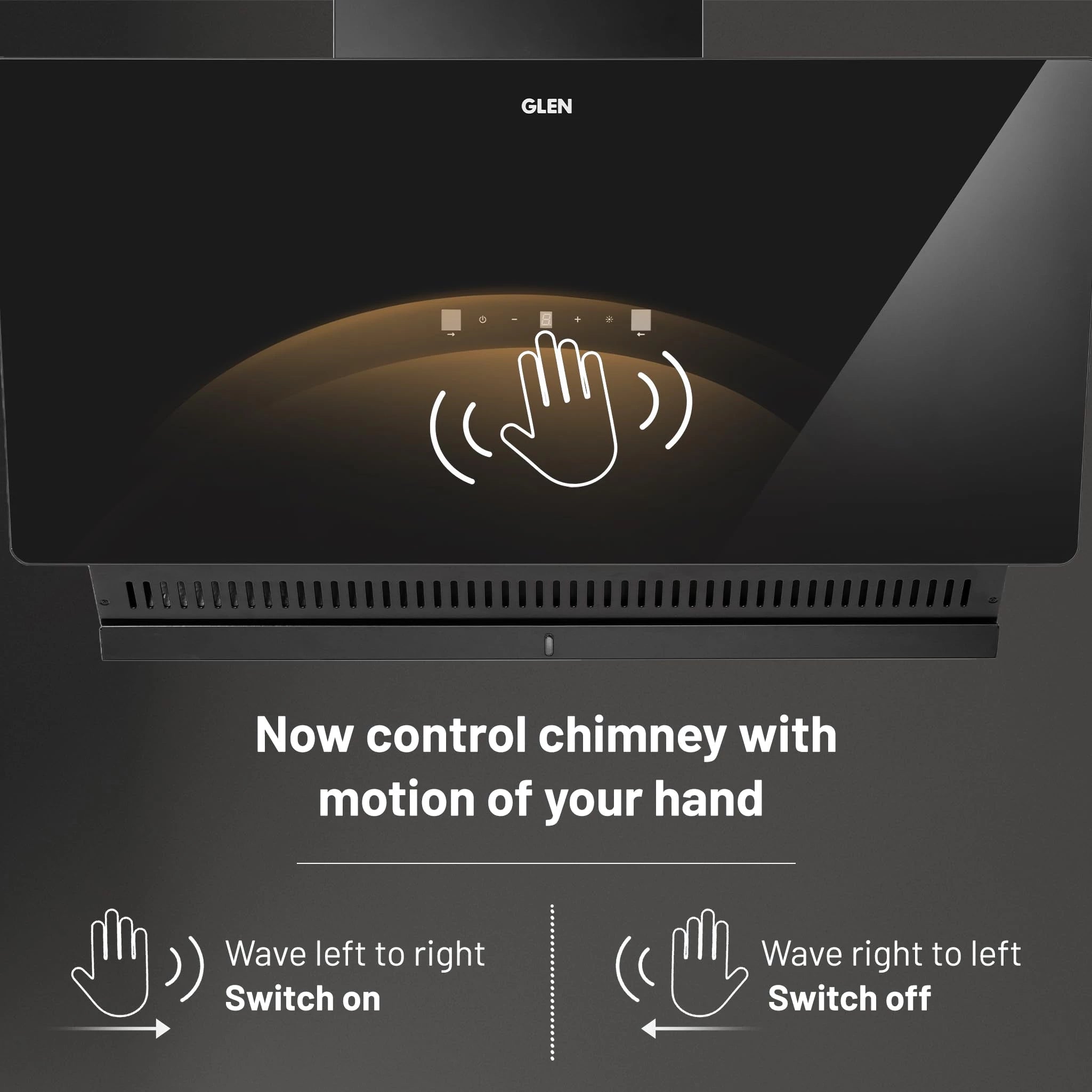 Glen 75cm 1400 m³/hr Filterless Slant Kitchen Chimney |Intelligent Auto Clean |Wider Suction Area|(Hood Mesh 75,Touch & Gesture Control,Black)