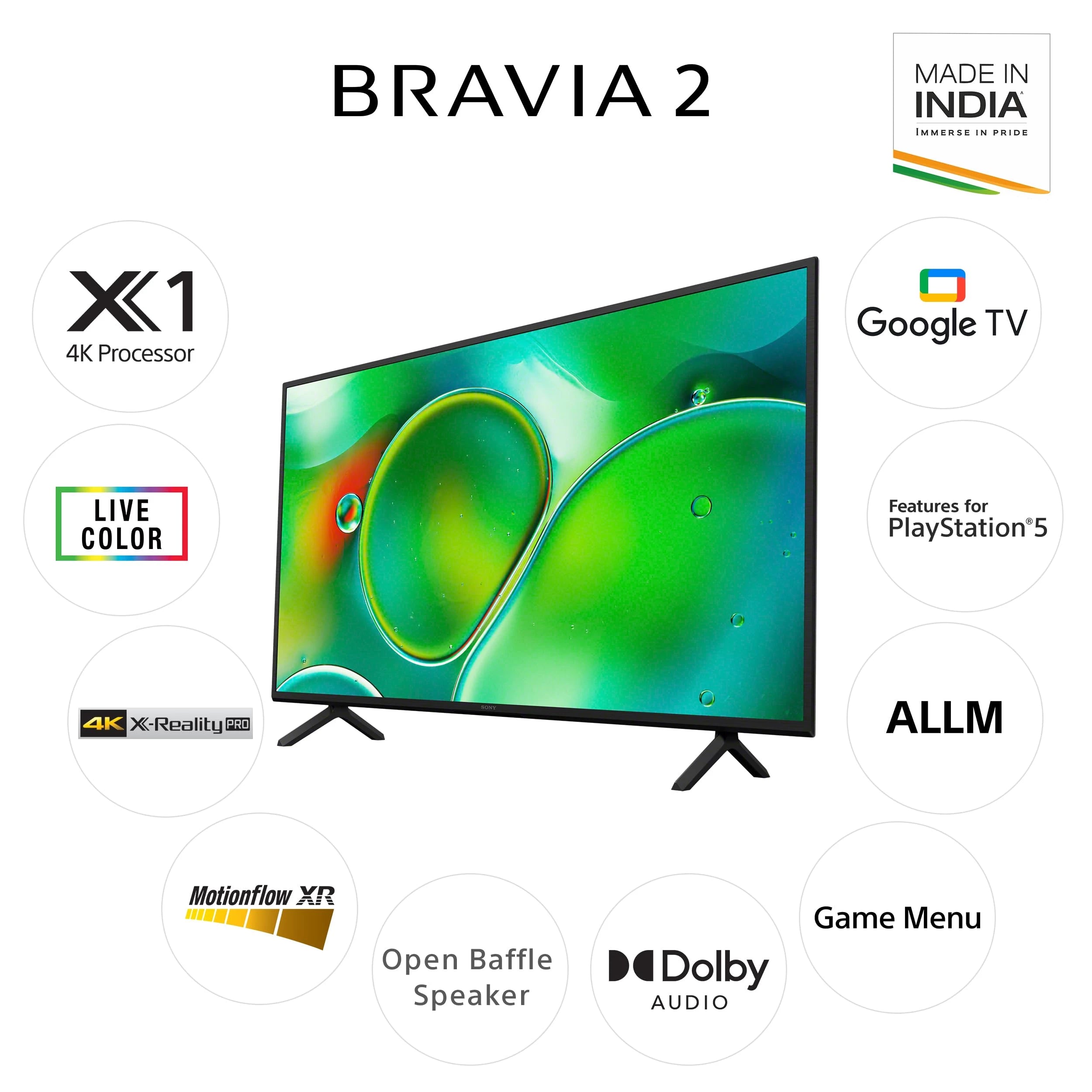 Sony BRAVIA 2 Series 126 cm (50 inches) 4K Ultra HD Smart LED Google TV K-50S25 (Black)