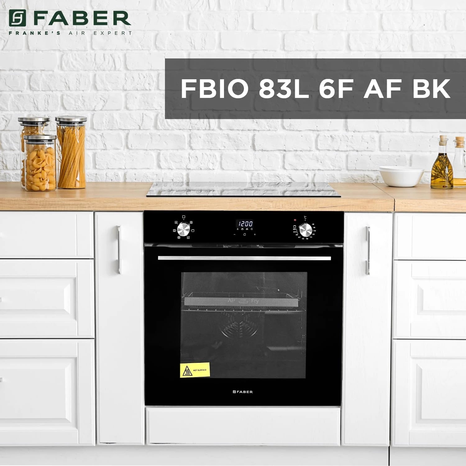 Faber 83L 6F Air Fryer Built-in Oven|360° Grill with In-Chamber Light|Auto Program with Digital Timer|Touch/Knob Control |Soft Close & Easy to Clean|2Yr Comprehensive Warranty by Faber| FBIO 83L 6F AF