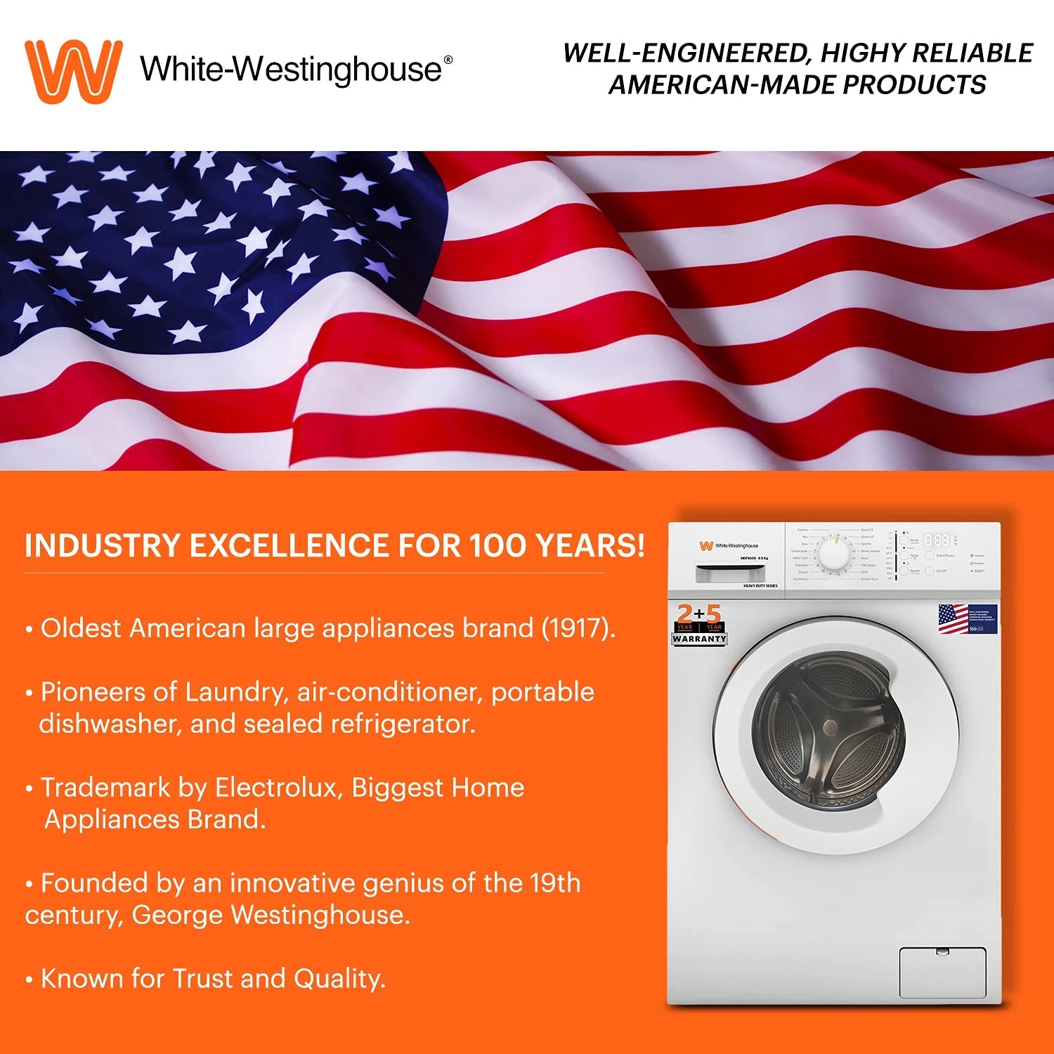 White Westinghouse Washing Machine HDF8500 8.5kg Ultra Smart Dry Fully-Automatic with In-Built Heater