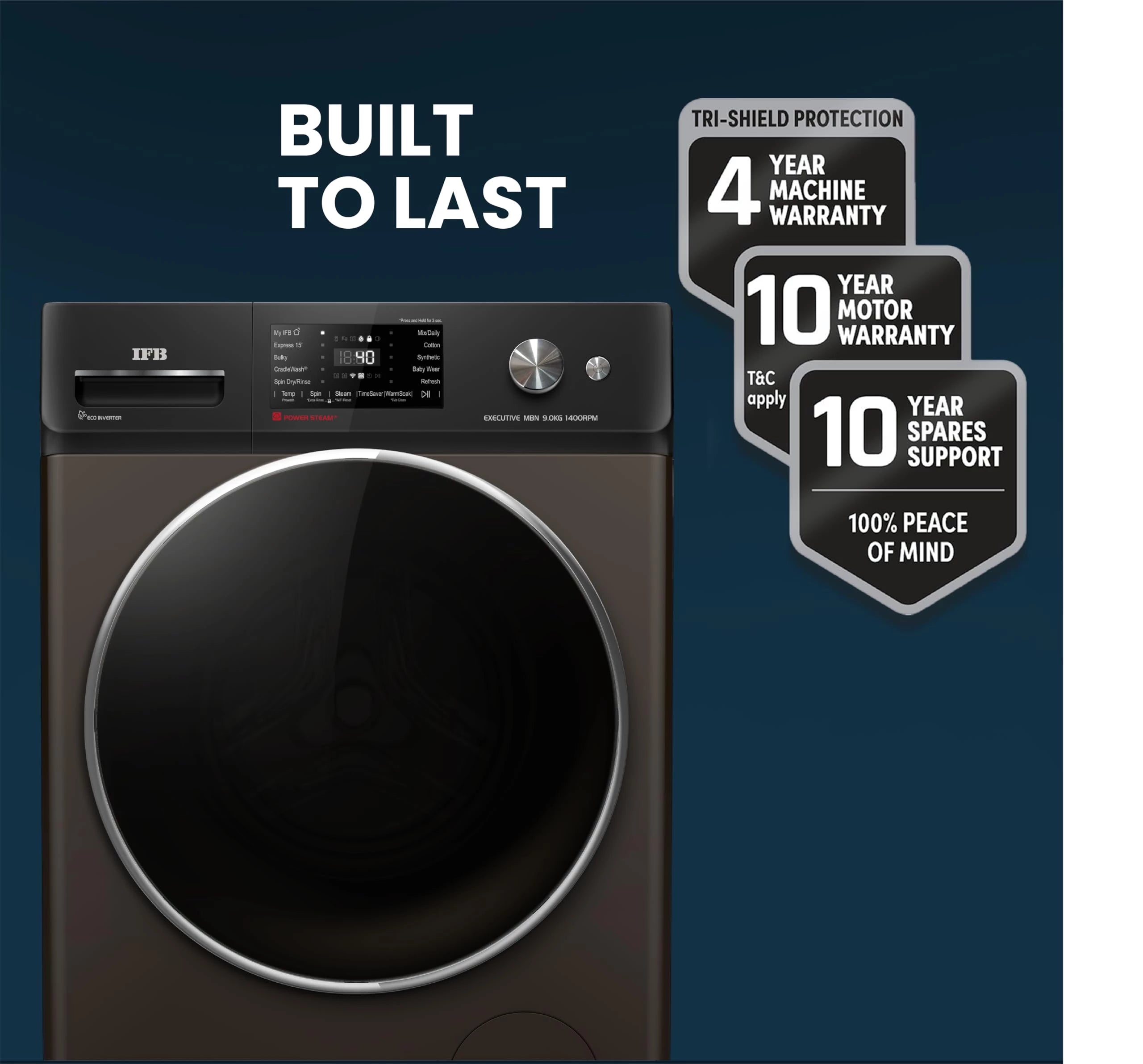 IFB 9 Kg 5 Star Powered by AI with 9 Swirl Wash, WiFi, Fully Automatic Front Load Washing Machine (Executive MBN 9014K, Steam Refresh Program with Eco Inverter, Mocha)