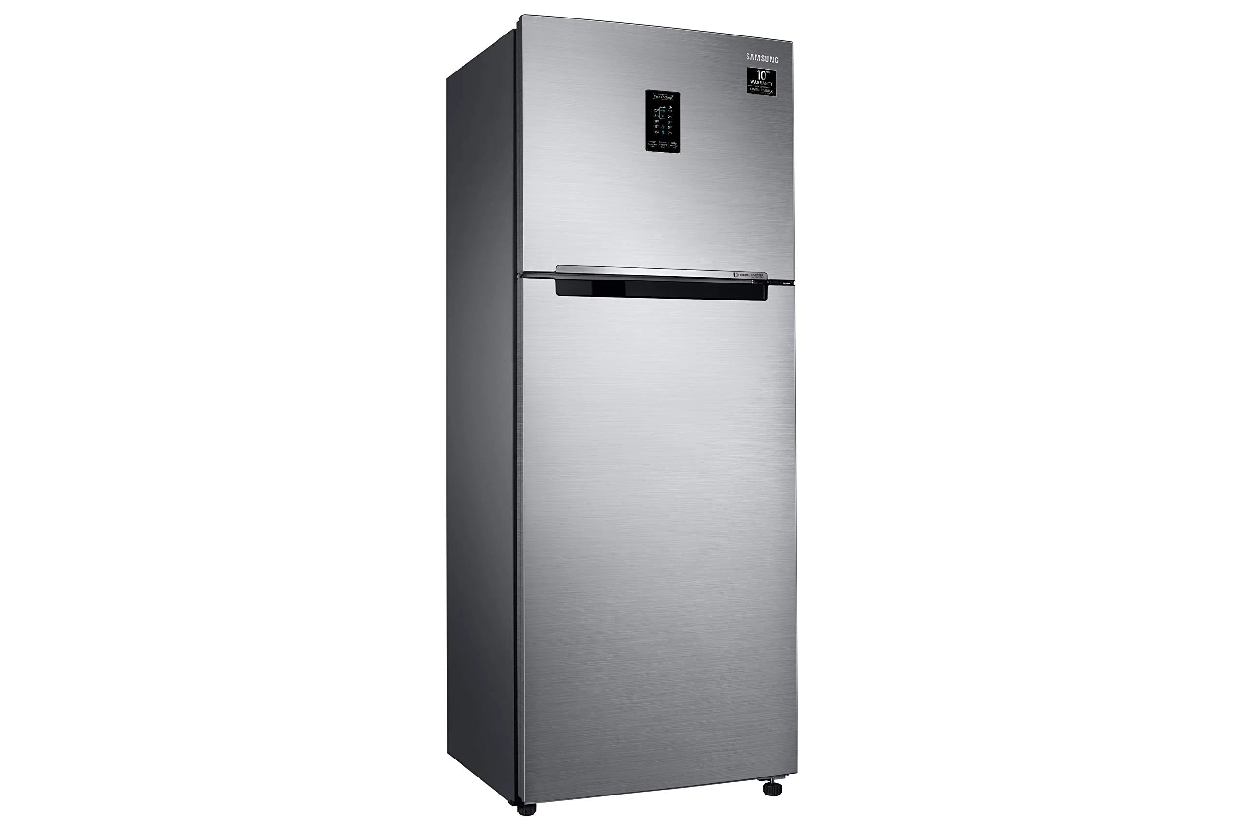 Samsung 345 L 3 Star Frost Free Inverter Double Door Refrigerator Appliance (RT37T4533S9/HL, Silver, Refined Inox)