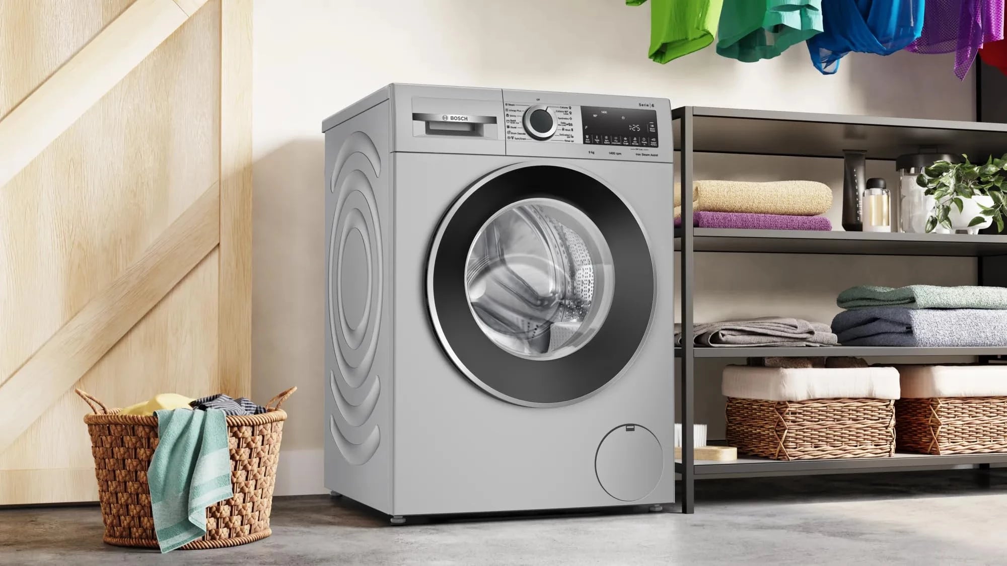 Bosch 9KG 5 Star Series 6 Fully-Automatic Front Loading Washing Machine (WGA244ZSIN Silver, AI active water plus, In-Built Heater)