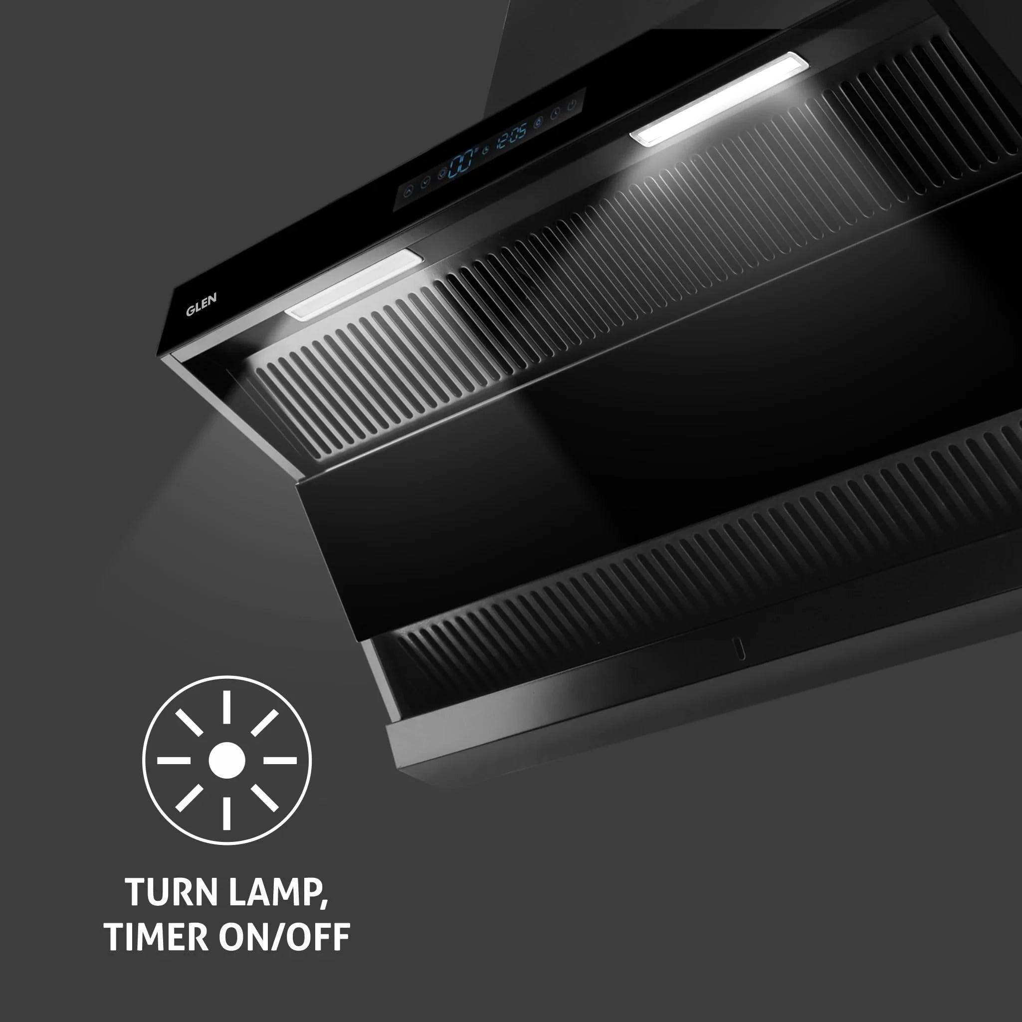 Glen Auto Clean Chimney with Double Draft Suction, Inverter Technology, BLDC Motor 75cm 1400 m3/h - Black (CH 6076 AC)
