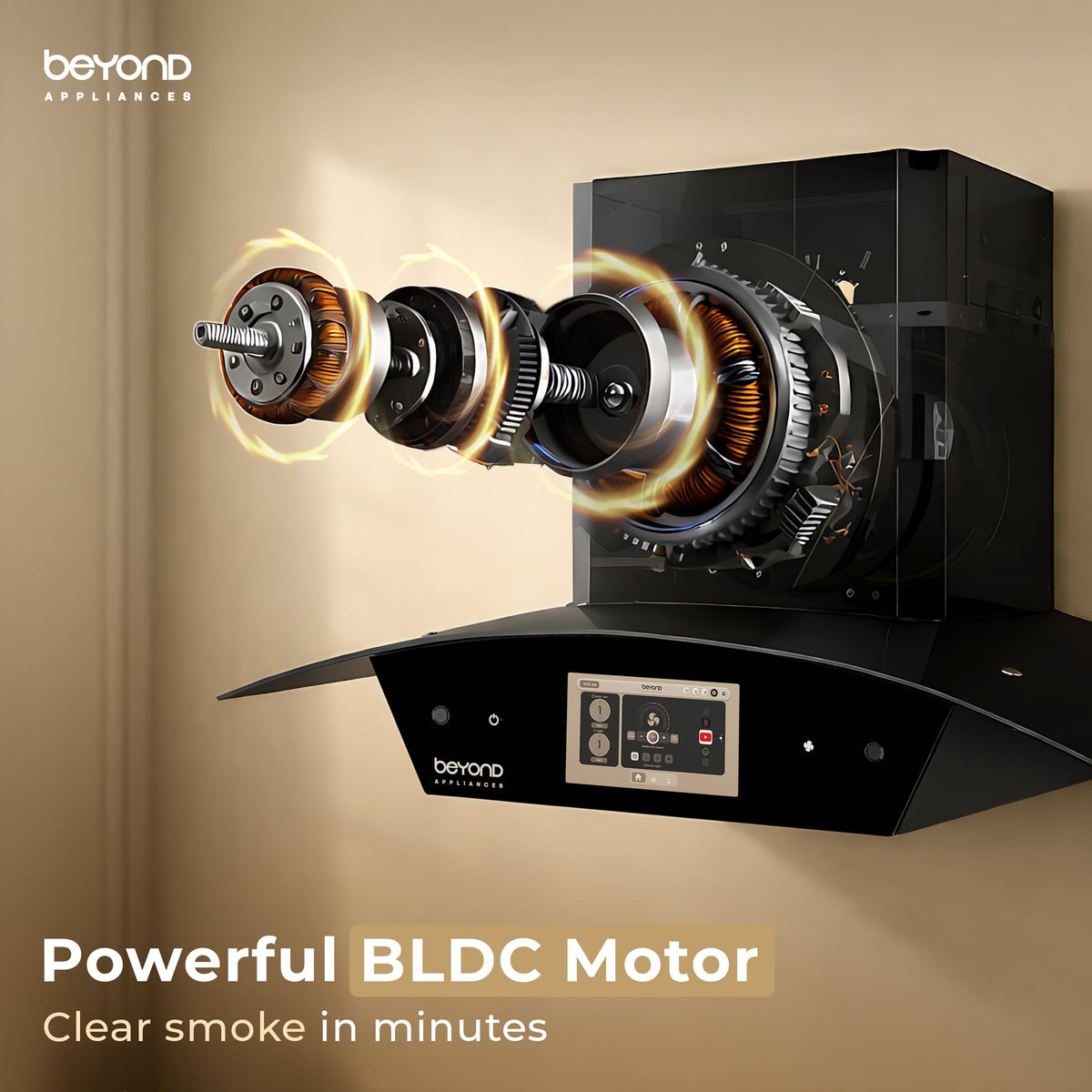Beyond Asteria chimney with exploded view of its powerful BLDC motor