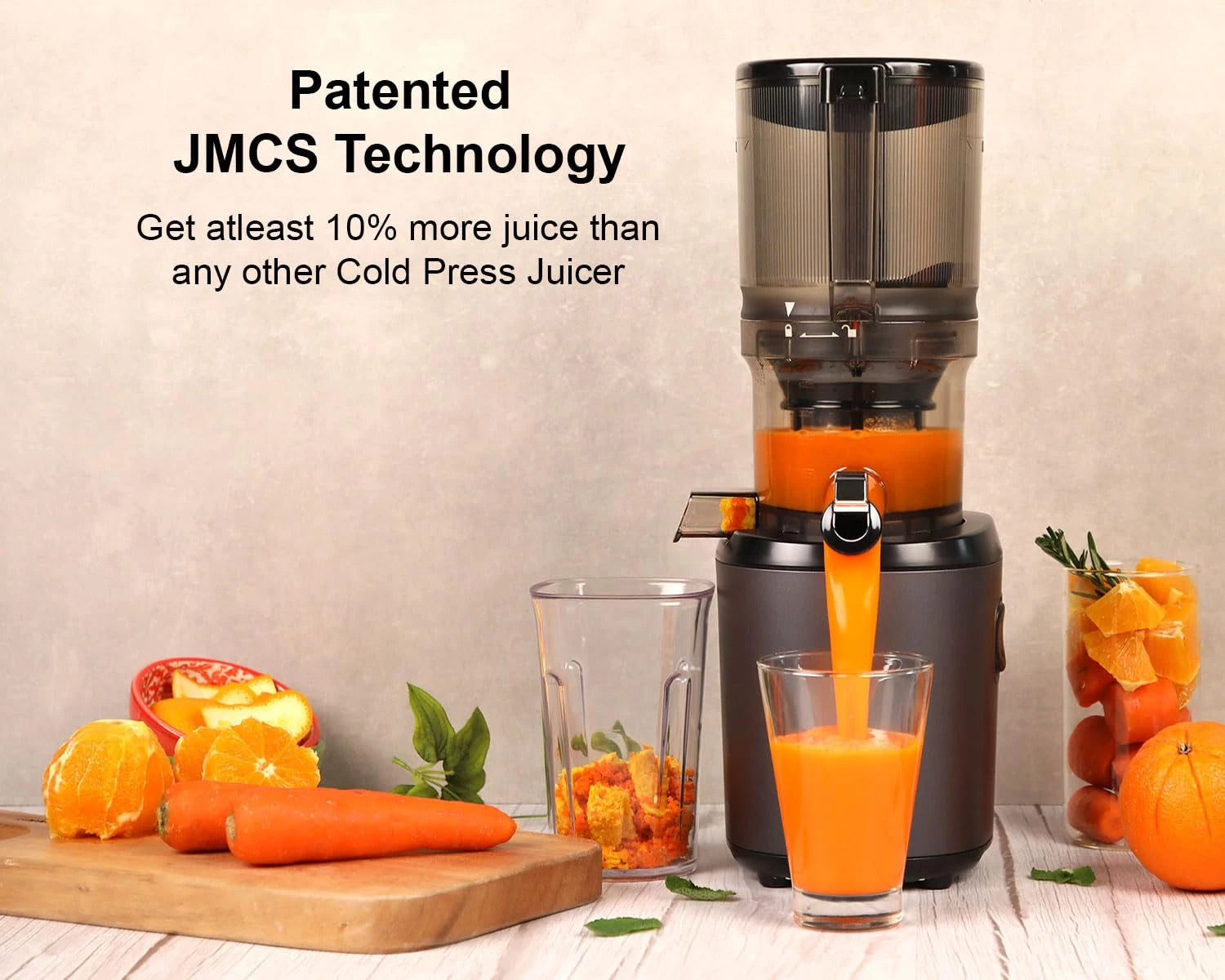 Kuvings AUTO6 Gunmetal Black Hands-Free Cold Press Whole Slow Juicer, Automatic Fruit Cutting Technology, Patented JMCS Technology (10% More Juice), 12Yr Motor Warranty, Best Fruit & Vegetable Juicer