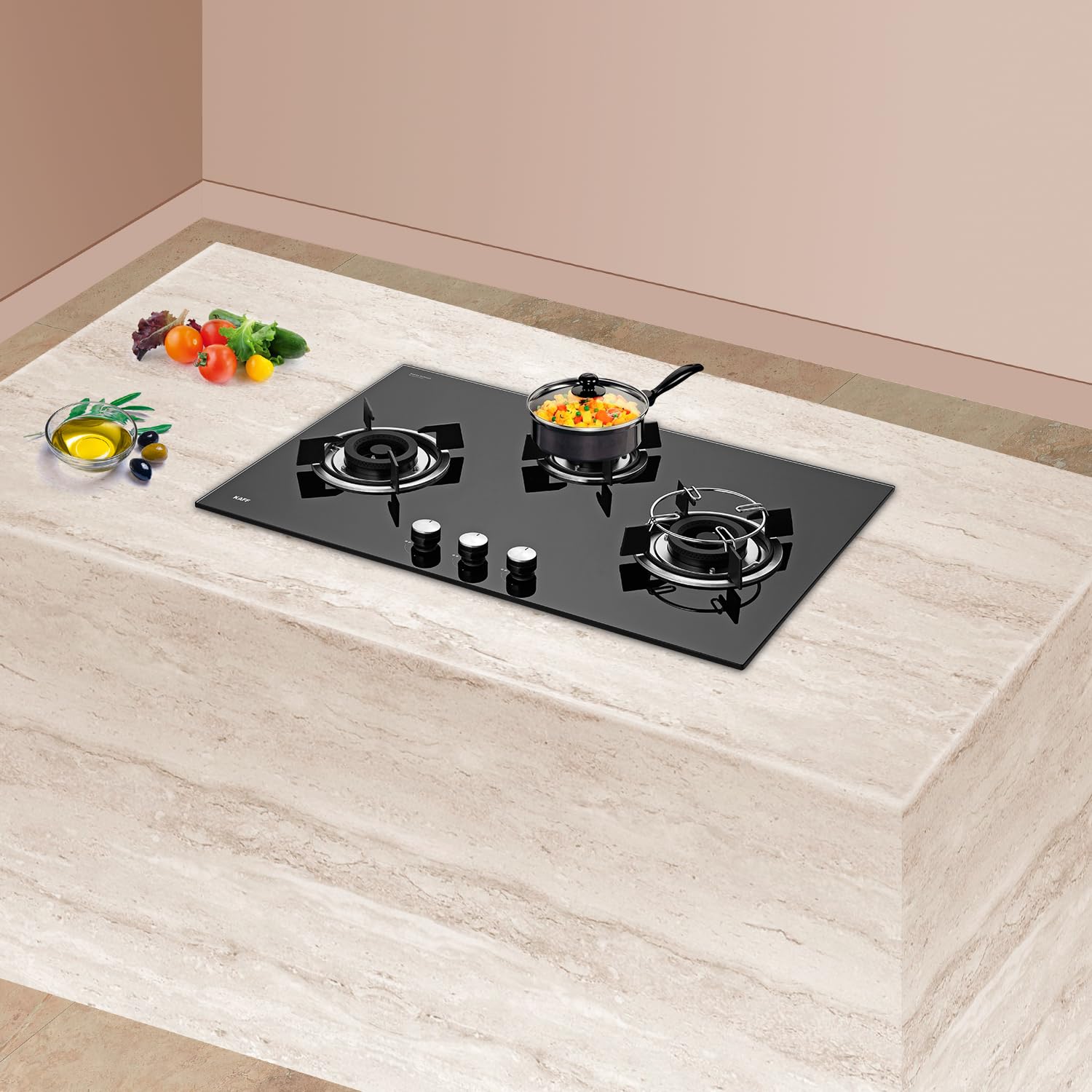 KAFF ALNF 783 78cm Built-in Hob: 3 High-Efficiency Brass Burners