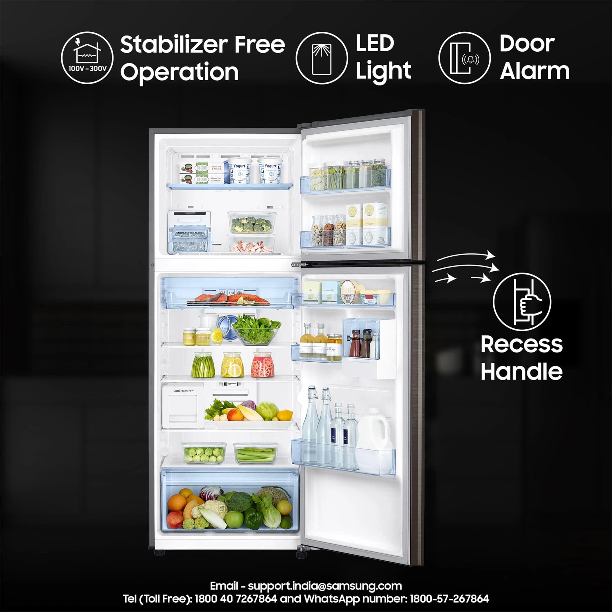 Samsung 376L 2 Star Inverter Frost-Free Convertible 5 In 1 Curd Maestro Double Door Refrigerator Appliance (RT42C5C52DX/HL,Luxe Brown)