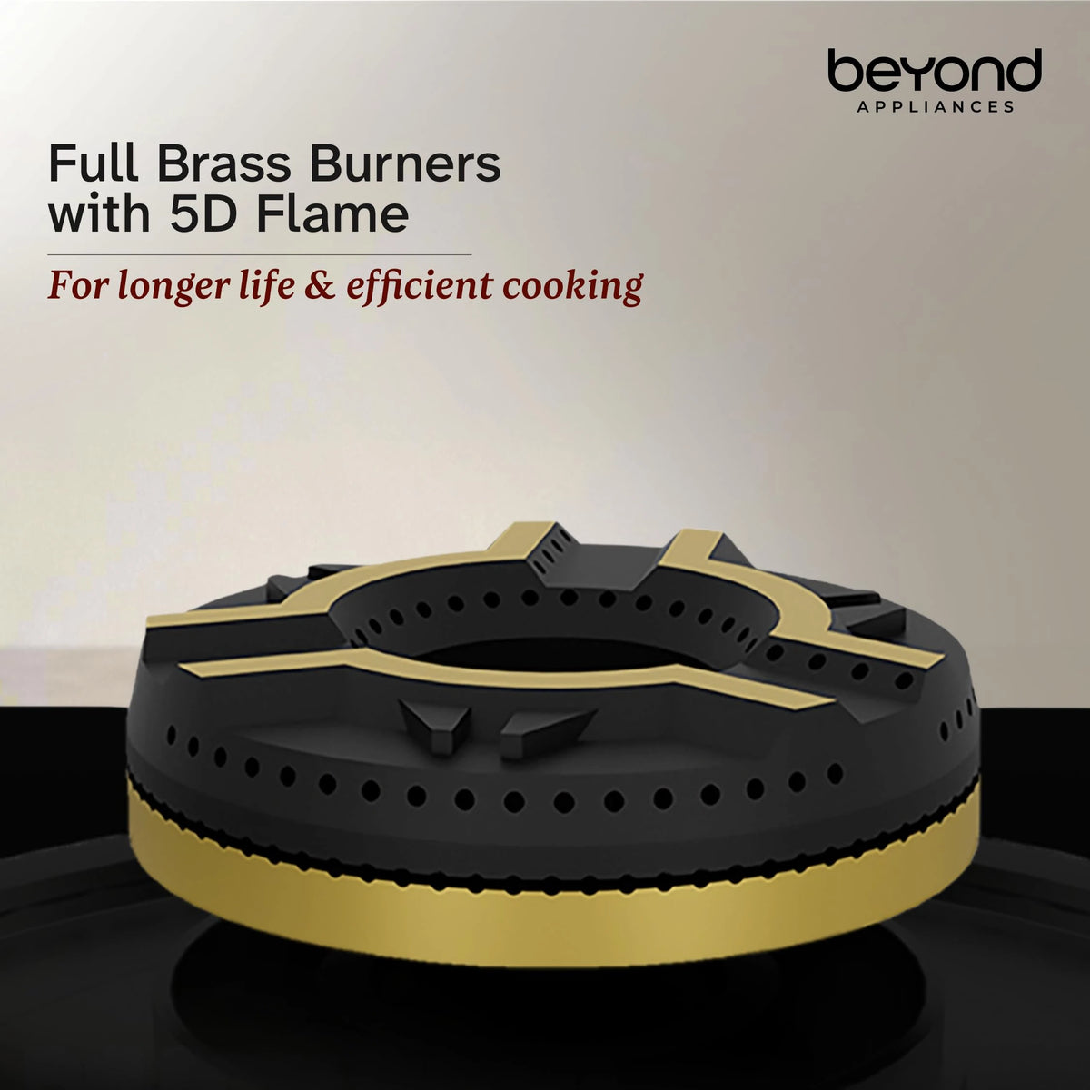 Beyond Appliances Auriga Pro 4 Full Brass Burner Smart Gas Stove | Auto Ignition | Digital Timer | Flame Failure Device | Toughened Glass | ISI Certified, LPG & PNG Compatible, PAN India Service
