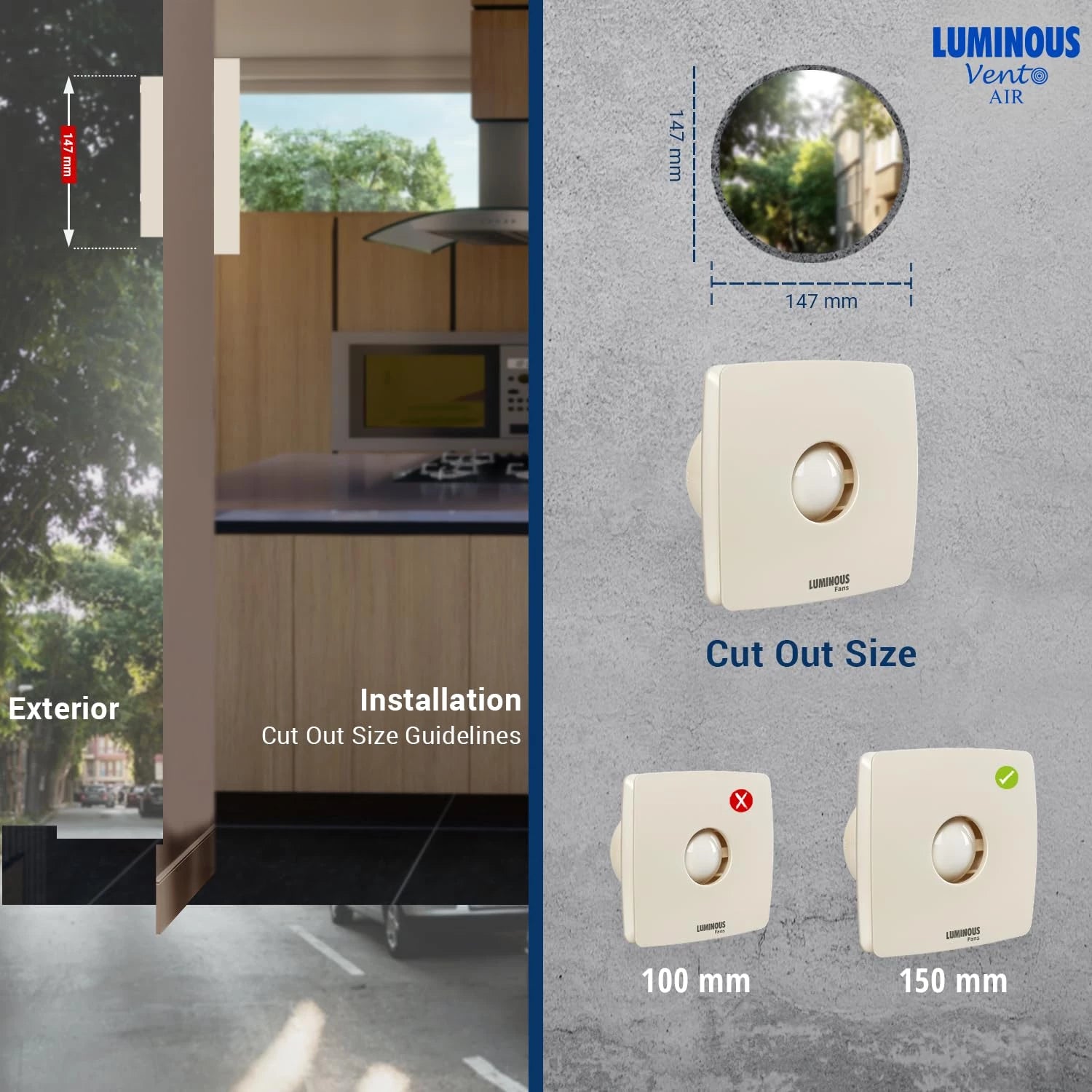 Luminous Vento Air 150MM High Speed Exhaust Fan, Bird Guard, Noiseless, Anti-Rust, 2yr Warranty.