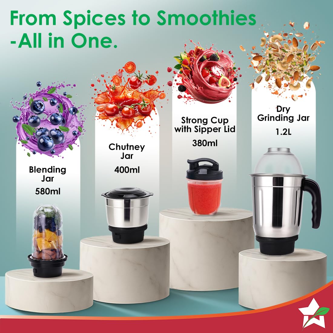 Wonderchef Acura Blender Pro 63154762 500W 4 Jar Mixer Grinder