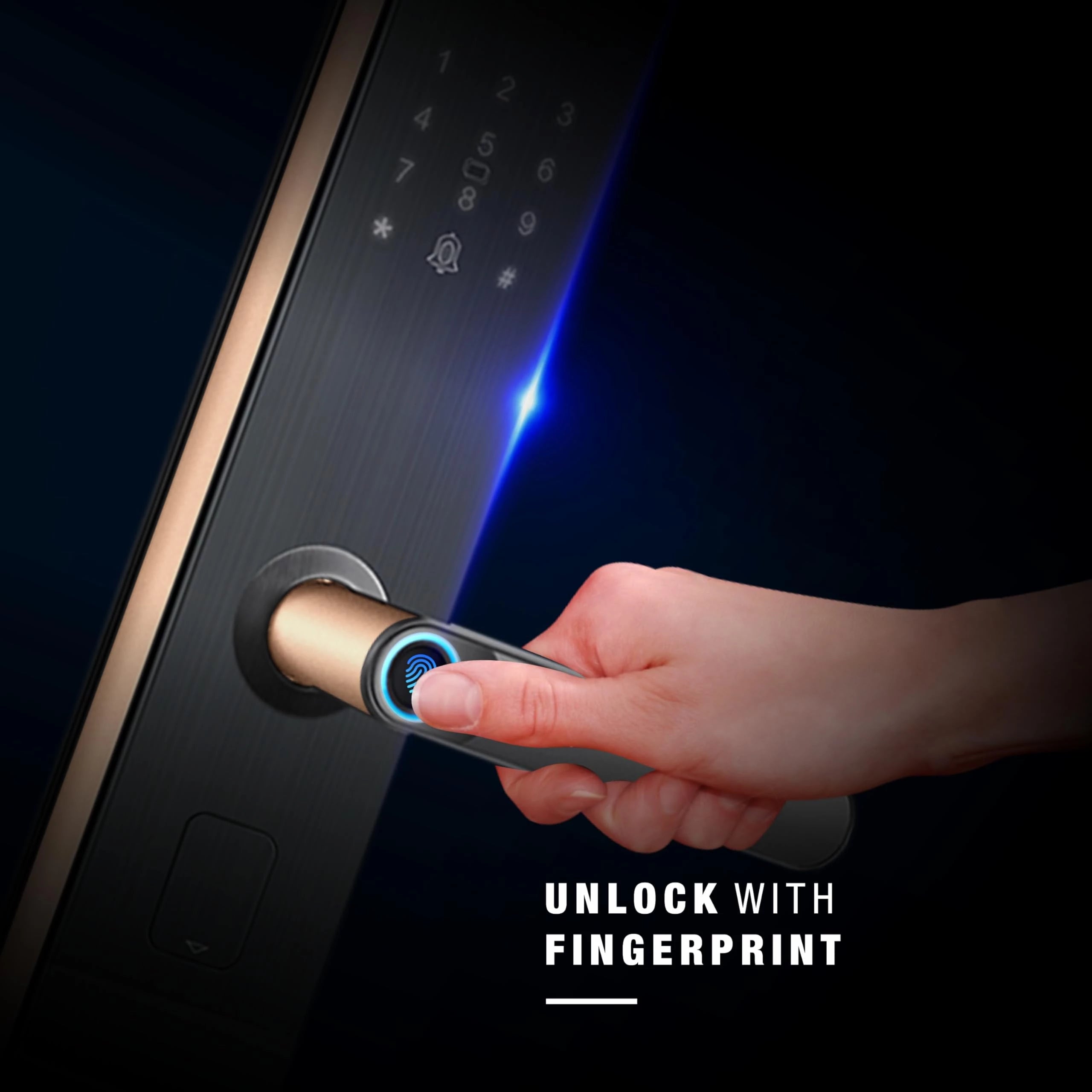 Ozone Smart Bluetooth Lock for Wooden & Metal Doors, 4-Way Access, OzoLife App, Fingerprint, Password, RFID Card, 35-80 mm Door Thickness, Free Installation, 2 Years Warranty (Rose Gold)