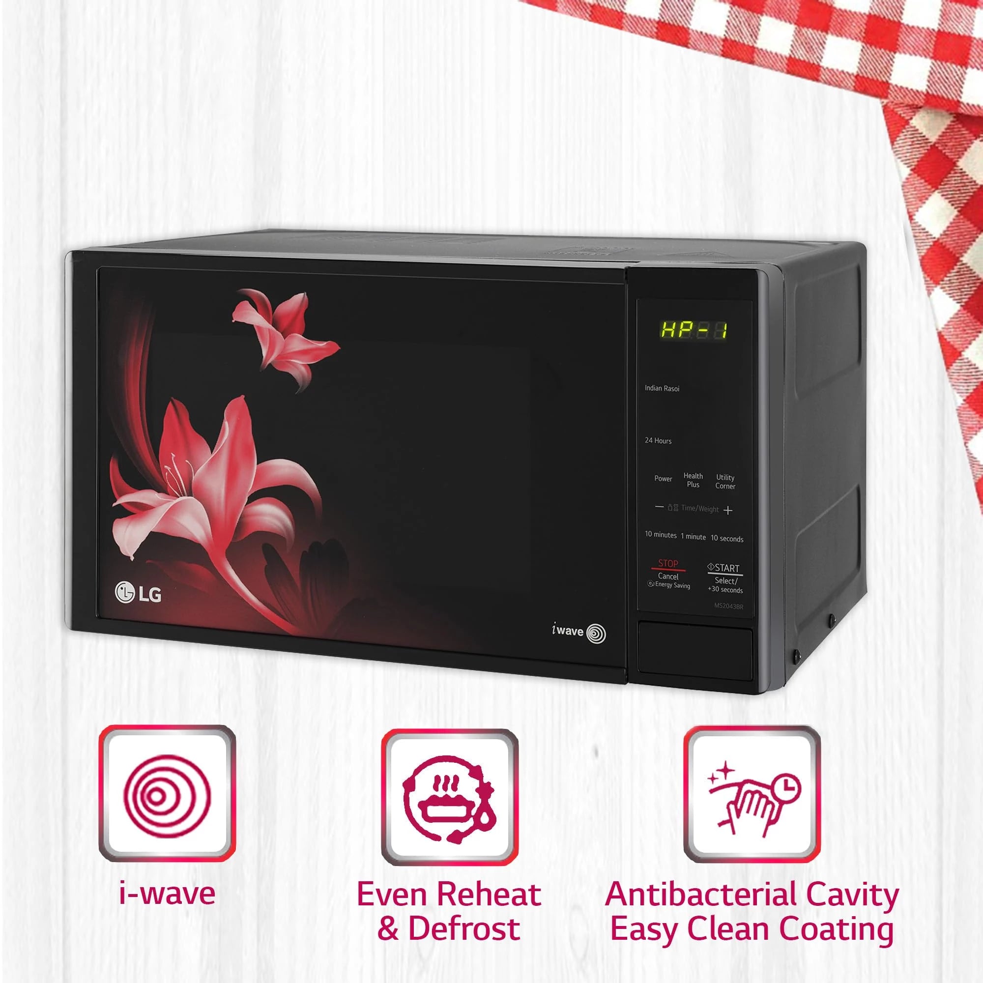 LG 20 L Solo Microwave Oven (MS2043BR, Black, With i-wave Technology & Anti-Bacterial Cavity) - 2023 Model