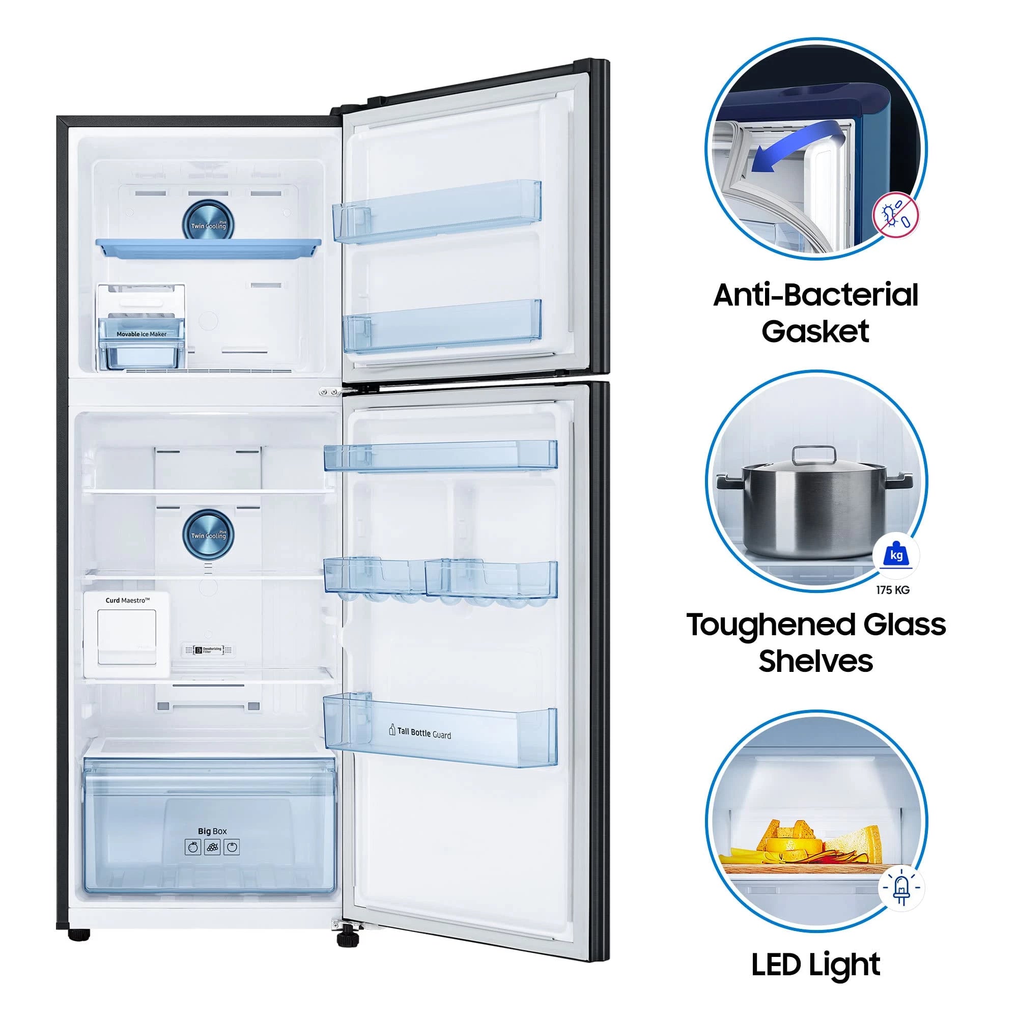Samsung 314 L 2 Star Inverter Frost Free Double Door Refrigerator Appliance (RT34A4622BX/HL, Luxe black)
