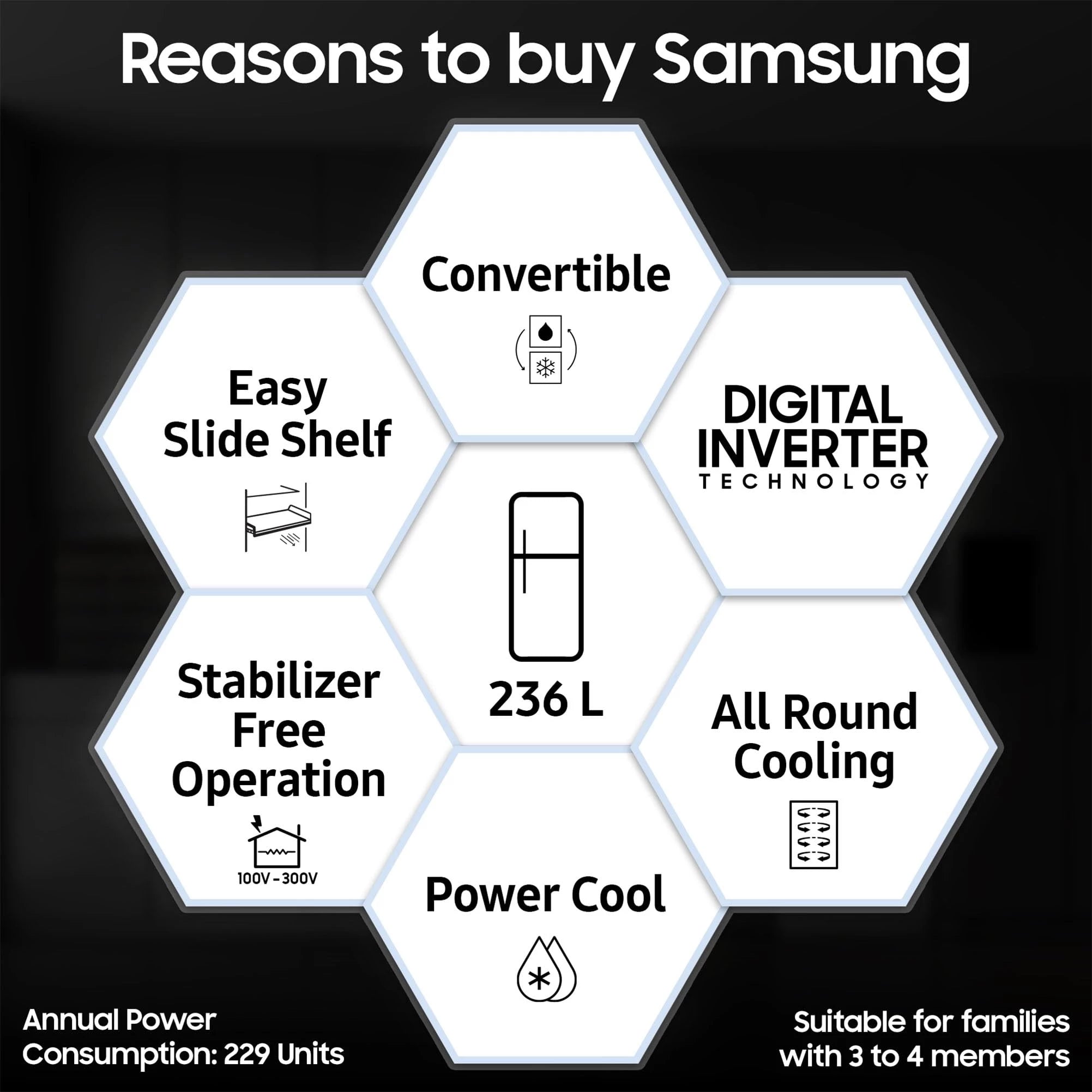 Samsung 236 L, 3 Star, Convertible, Digital Inverter with Display Frost Free Double Door Refrigerator (RT28C3733S8/HL, Silver, Elegant Inox)