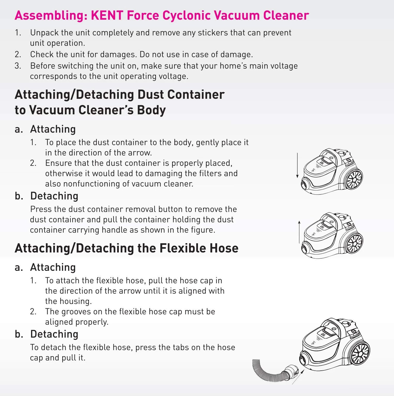 KENT Force Cyclonic Vacuum Cleaner 2000W (White/Silver)