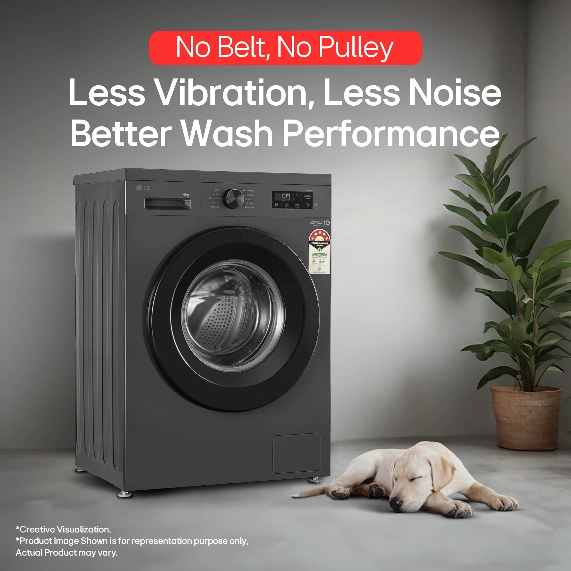 LG 9 Kg, 5 Star, Direct Drive Technology, Steam Wash, 6 Motion DD, Fully-Automatic Front Load Washing Machine (FHB1209Z2M, Allergy Care, In-Built Heater, Touch Panel, Middle Black)