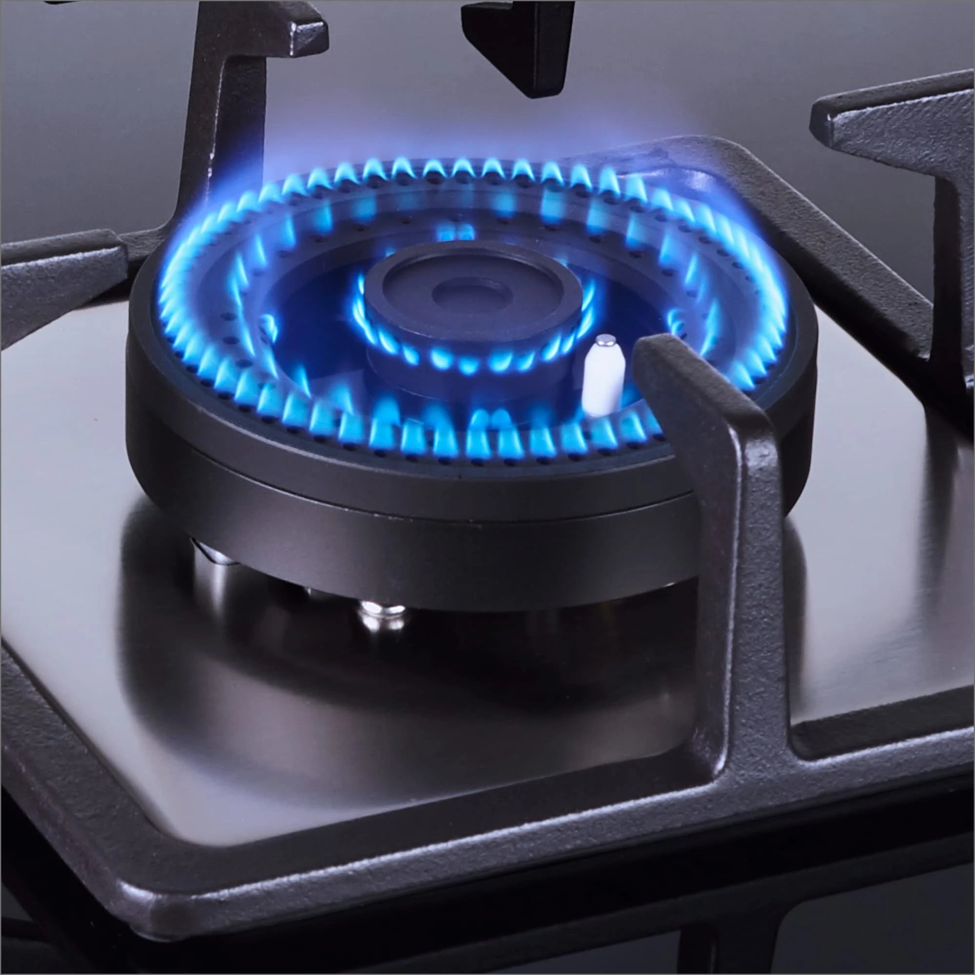 Elica Hob 3 Burner Auto Ignition Glass Top with Direct Flame Aluminum Brass Burners - 1 Small and 2 Medium Gas Stove (IND FLEXI AB 375 DX DFS)