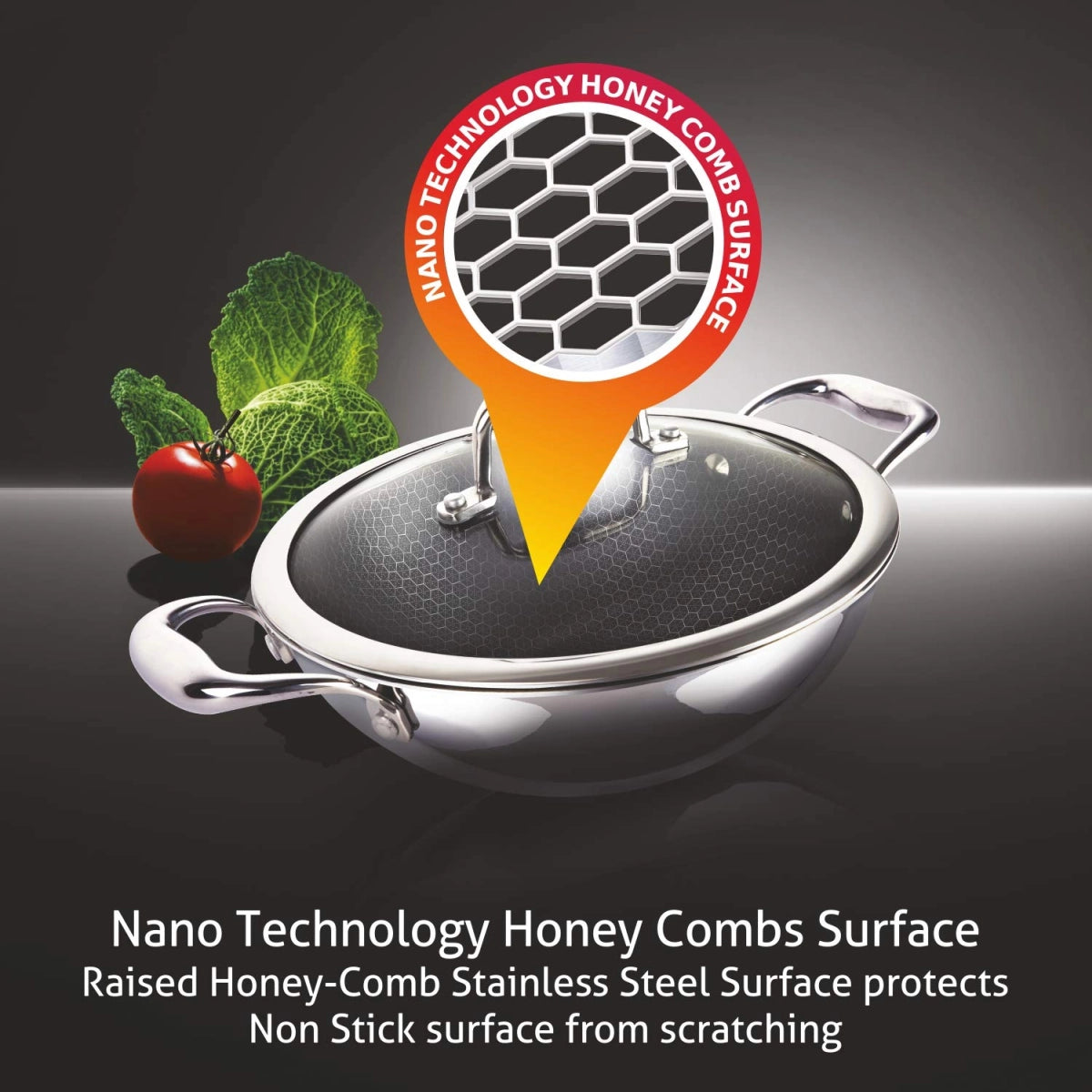 Alda Wok Pan Nero Triply Stainless Steel Non-Stick