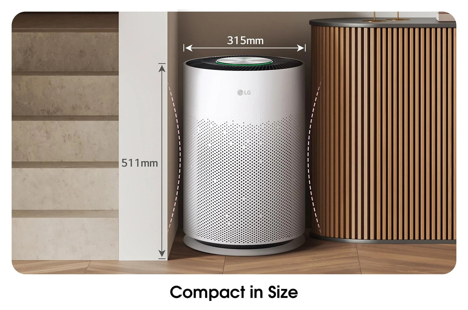 LG PuriCare 360˚ Air Purifier Hit, Multi-filtration System, Compact in Size, PM 1.0 Sensor & Indicator, Wi-Fi Enabled, H13 Filter (AS60GHWG0, White)