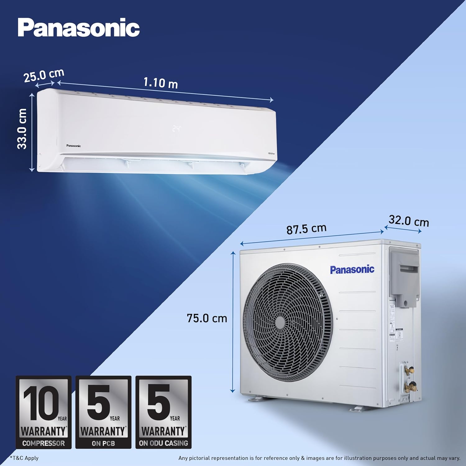 Panasonic CS/CU-QU30CKYFM 2.5T Split AC: Superior Cooling for Large Areas