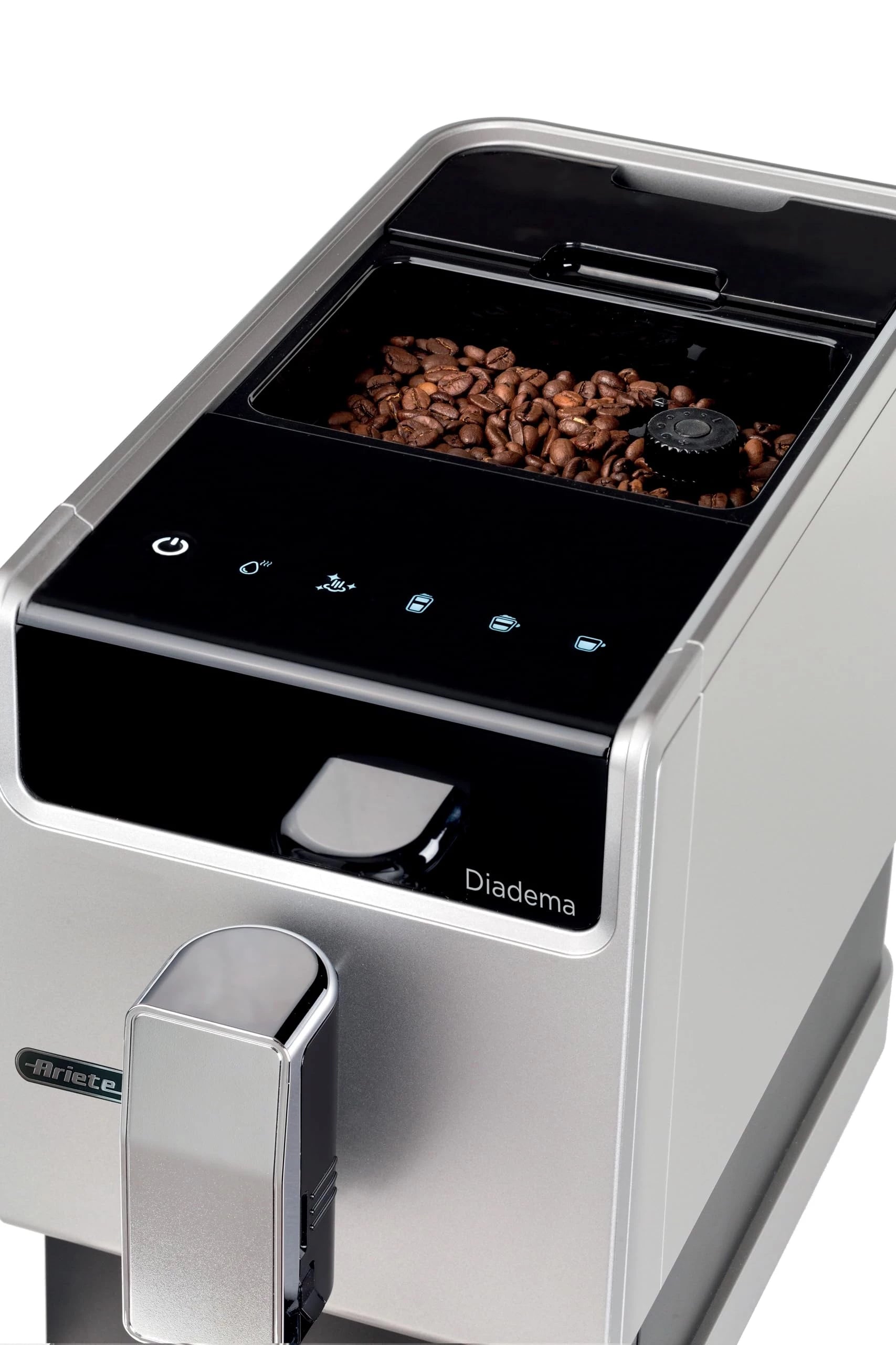 Ariete Fully Automatic Bean To Cup Coffee Machine With Built in Grinder, One Touch Espresso Cappuccino Latte Machiato Maker, Italian design, 19 Bar, Best for Home & Office, ART1451,Metallic