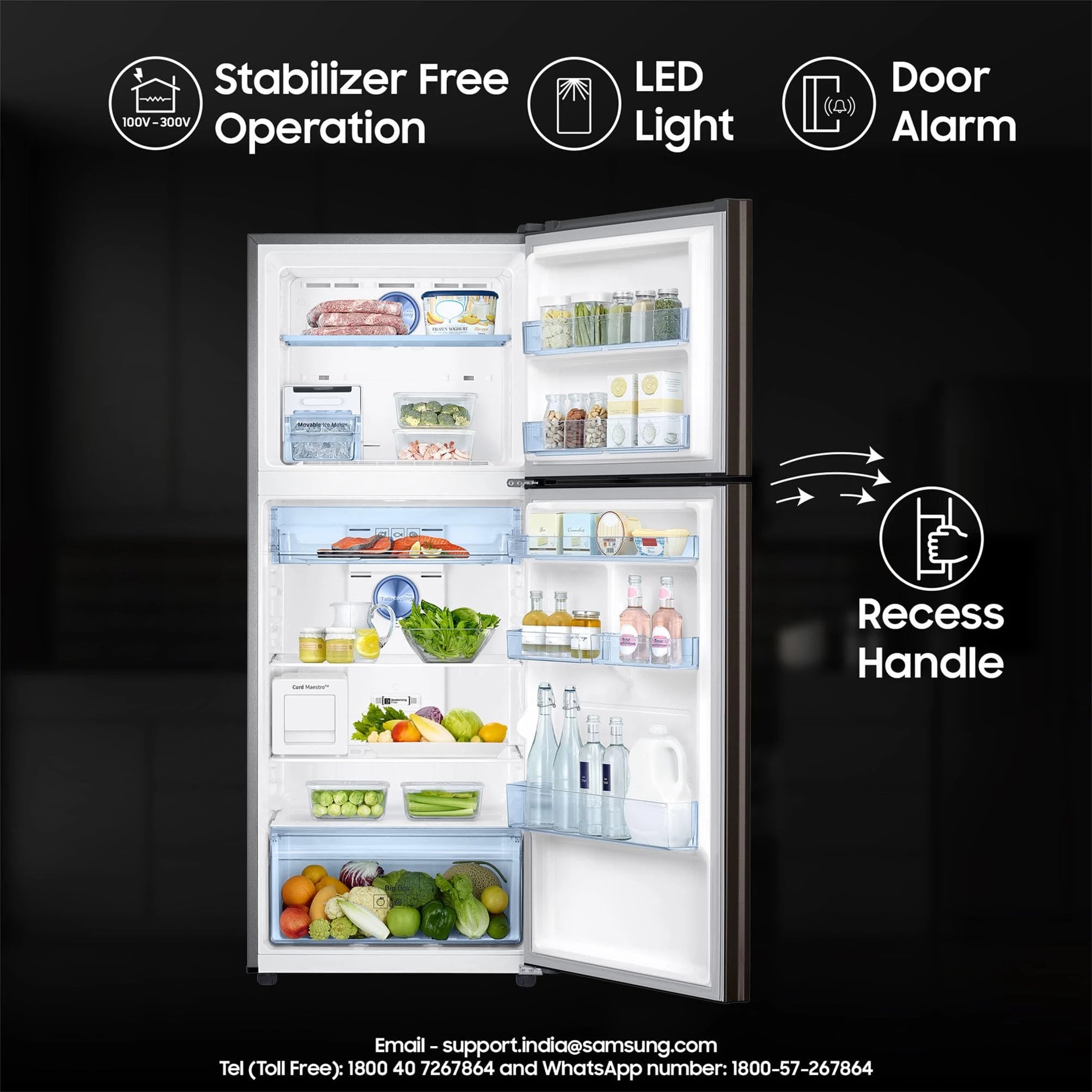 Samsung 355L 2 Star Inverter Frost-Free Convertible 5 In 1 Curd Maestro Double Door Refrigerator (RT39C5C32DX/HL,Luxe Brown)