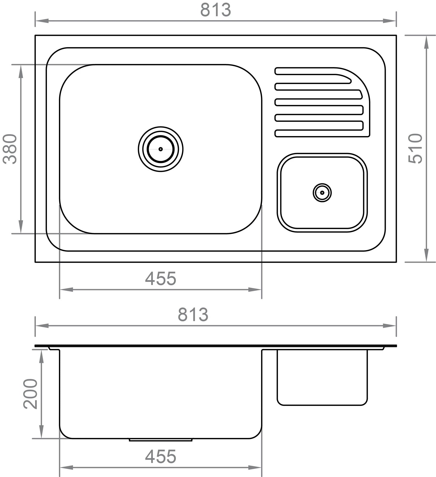 Anupam SS Sink 213-304, 32x20x8, Satin Finish