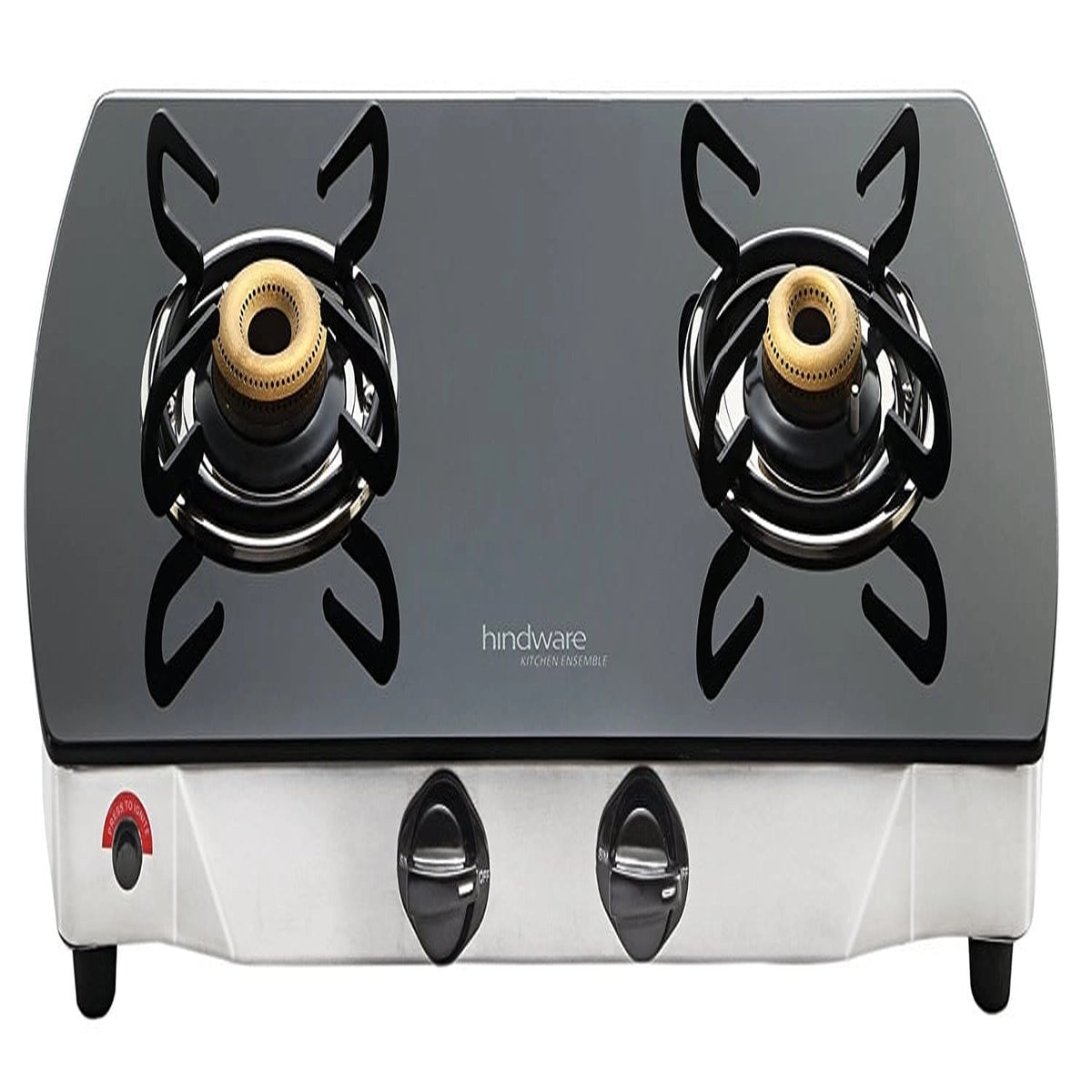 Hindware Primo Plus 2B AI Stainless Steel 2 Burner Cooktop, Black