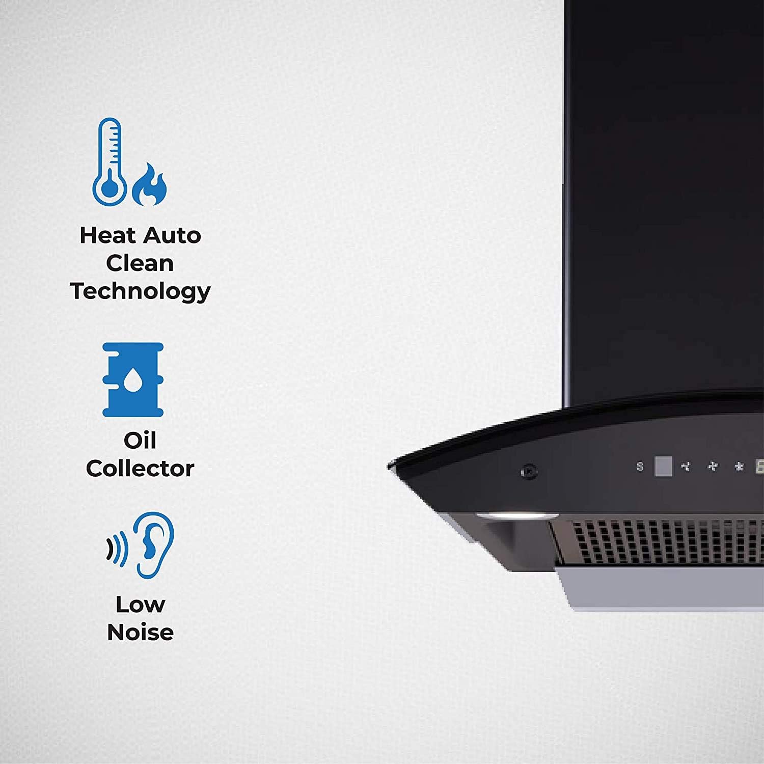 Elica 60 cm 1200 m3/hr Filterless Auto Clean Chimney with Free Kit (WDFL 608 HAC MS NERO, MS Control, Black)