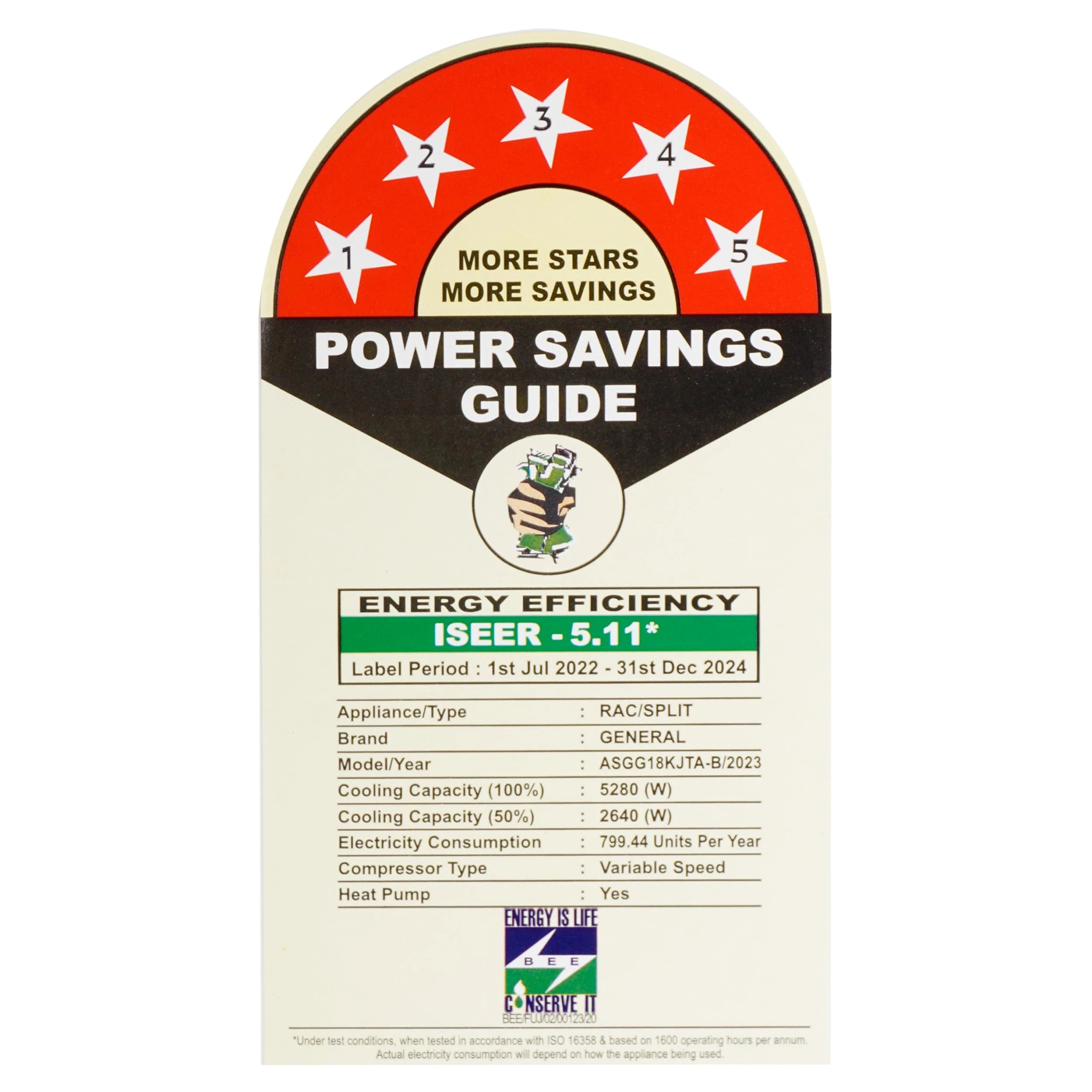 OGeneral 1.5T 5 Star Inverter Split AC - HOT & COLD (Copper Condenser, ASGG18KJTA-B, 2023, White)
