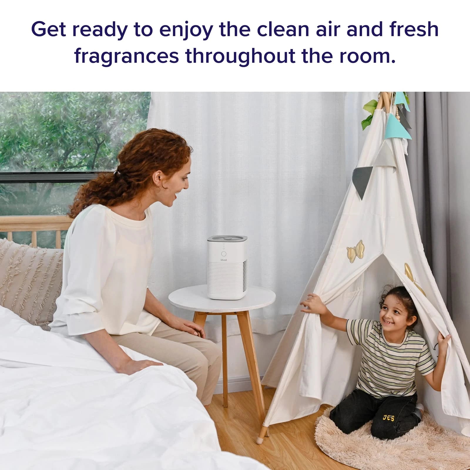 LEVOIT CA Bedroom Air Purifier, Dual H13 HEPA Filter, 99.97% Dust Mold Pollen, Pet Dander, Desktop Cleaner, Aromatherapy, 100% Ozone-Free, White