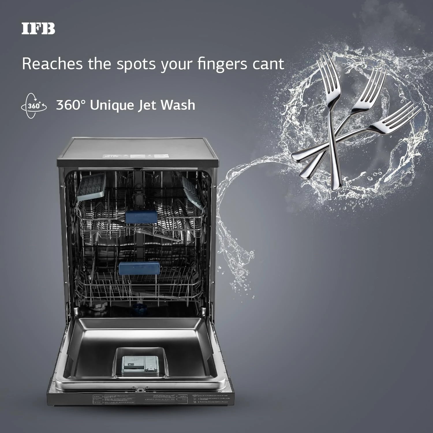 IFB 14 Place Settings with DeepClean® Technology Freestanding Dishwasher (Neptune VX14, Inox Grey, 70° Hot Water Wash with Hygienic Steam Drying, Perfect for Indian Utensils)