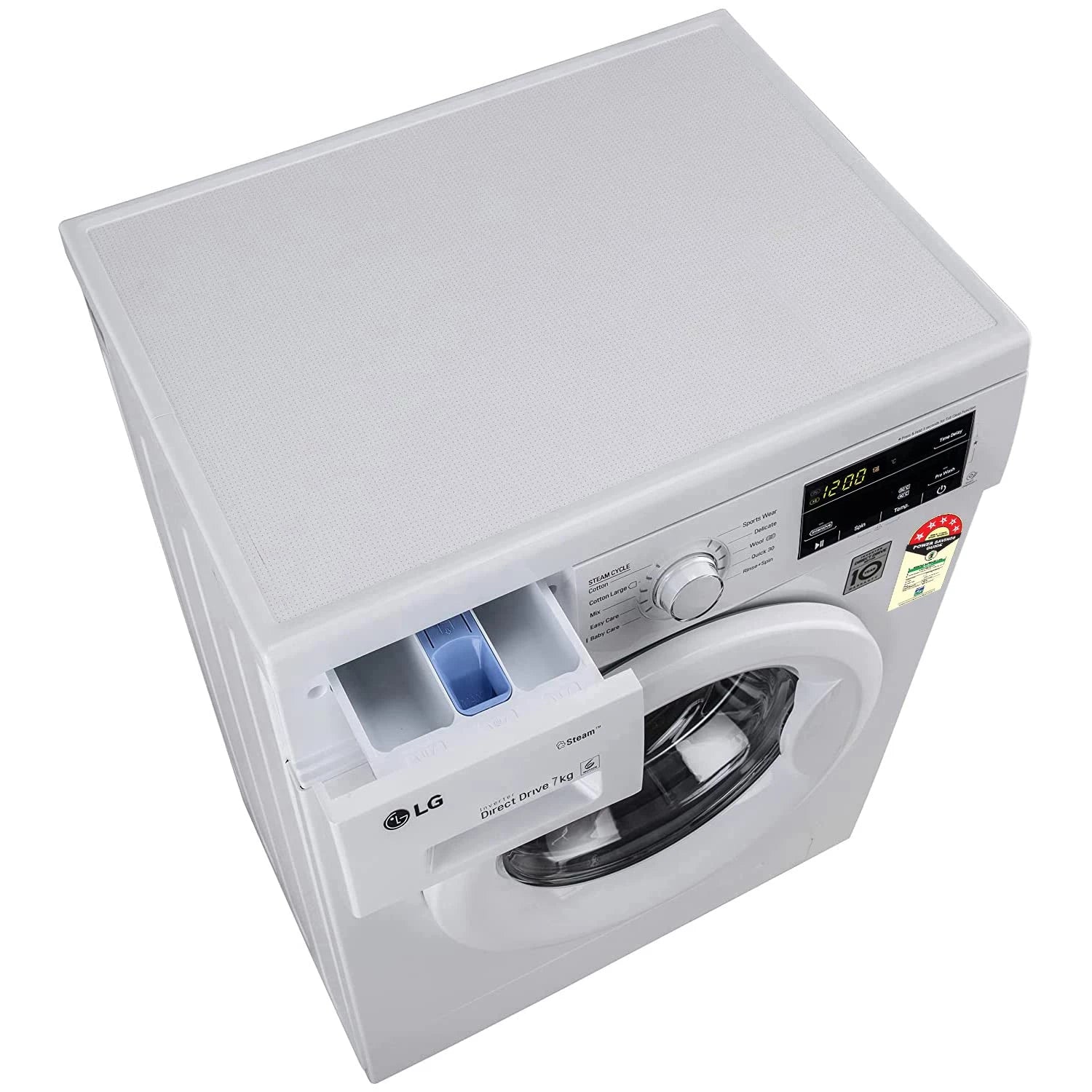 LG 7 Kg 5 Star Inverter Touch Panel Fully-Automatic Front Load Washing Machine with In-Built Heater (FHM1207SDW, White, 6 Motion Direct Drive, 1200 RPM & Steam)