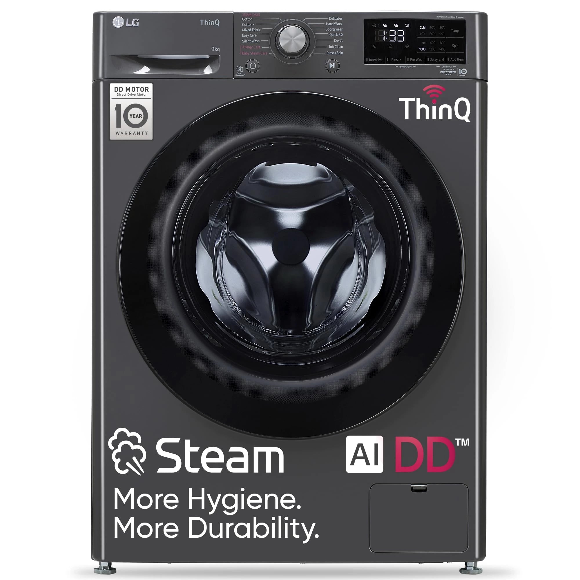 LG Front Load Washing Machine FHP1209Z5M 9 Kg 5 Star Wi-Fi Inverter AI Direct Drive 6 Motion DD & Steam Hygiene Wash In-Built Heater.