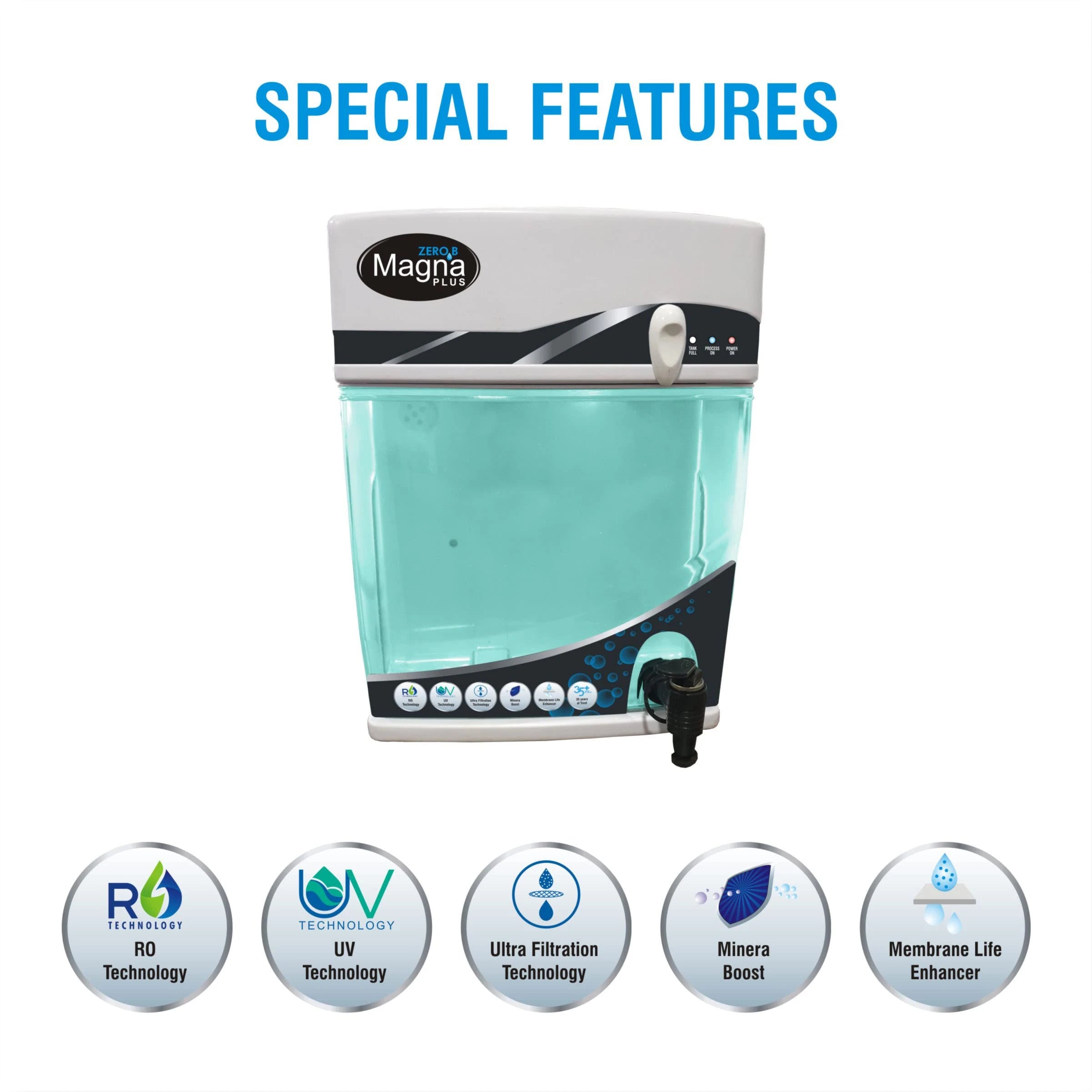 Zero B Magna Plus Ro+UV+UF+Minera Boost 6L Water Purifier, Wall Mount Model, 8 Stage Purification